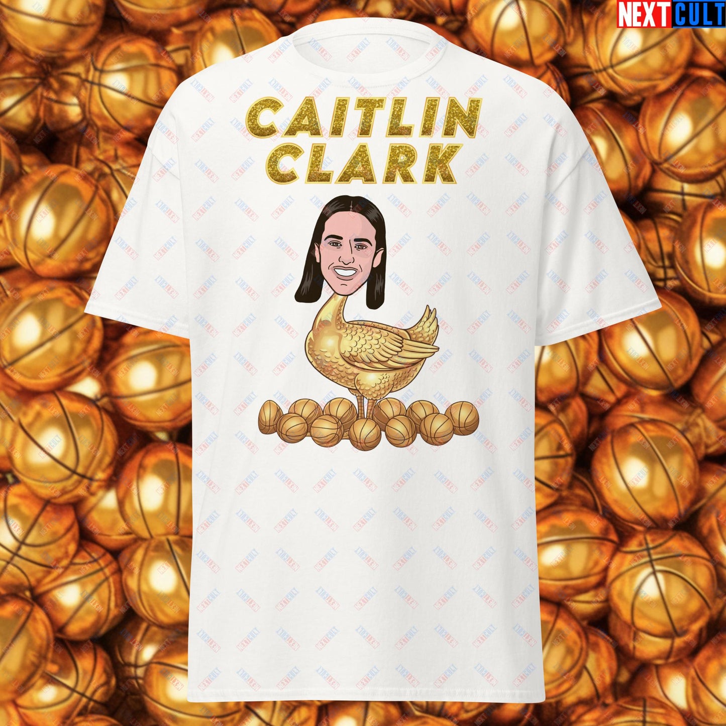 Caitlin Clark Golden Goose T-Shirt - Women's Basketball Meme Casual Top - Indiana Fever & WNBA Fan Gift - Funny Cartoon Tee for Basketball Lovers White T-shirts Basketball Caitlin Clark Indiana Fever WNBA Next Cult Brand