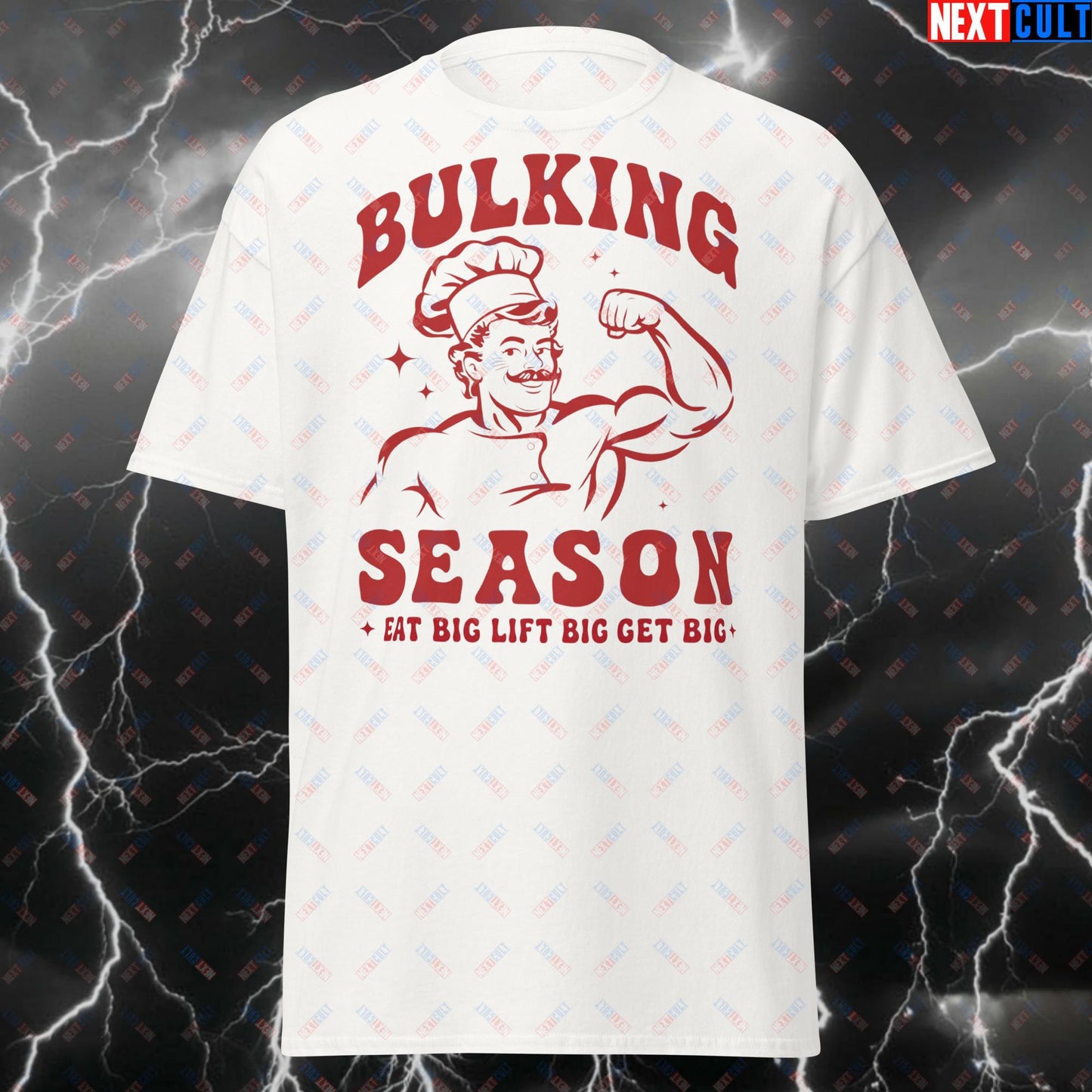 Bulking Season T-Shirt - Eat Big Lift Big Get Big Funny Gym Meme Tee for Powerlifting, Bodybuilding & Fitness Gains T-shirts Bodybuilding Bulking Fast Food Fitness Gym Pump Cover Workout Next Cult Brand