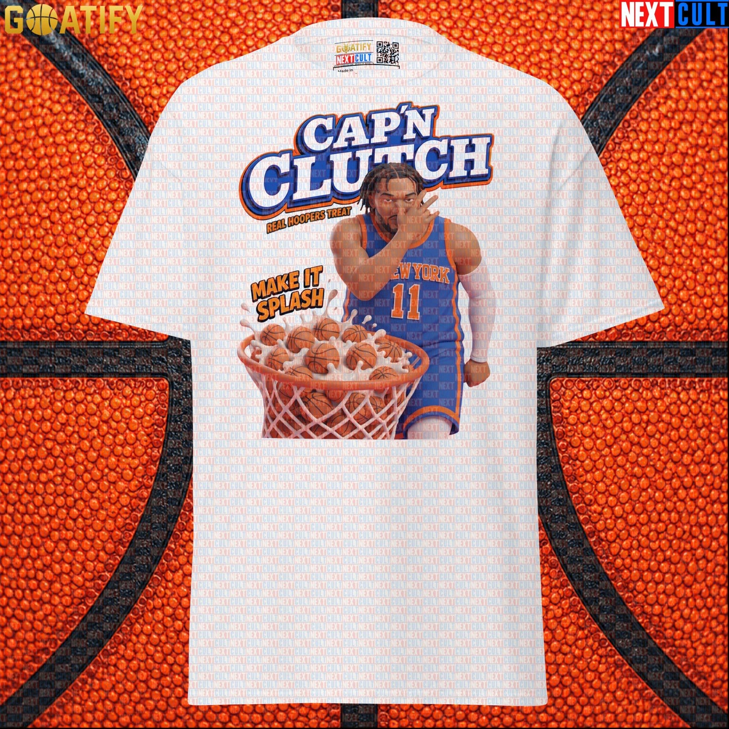 Jalen Brunson T-Shirt – Cap’n Clutch Cereal Parody Tee for Knicks Championship Fans White T-shirts Next Cult Brand