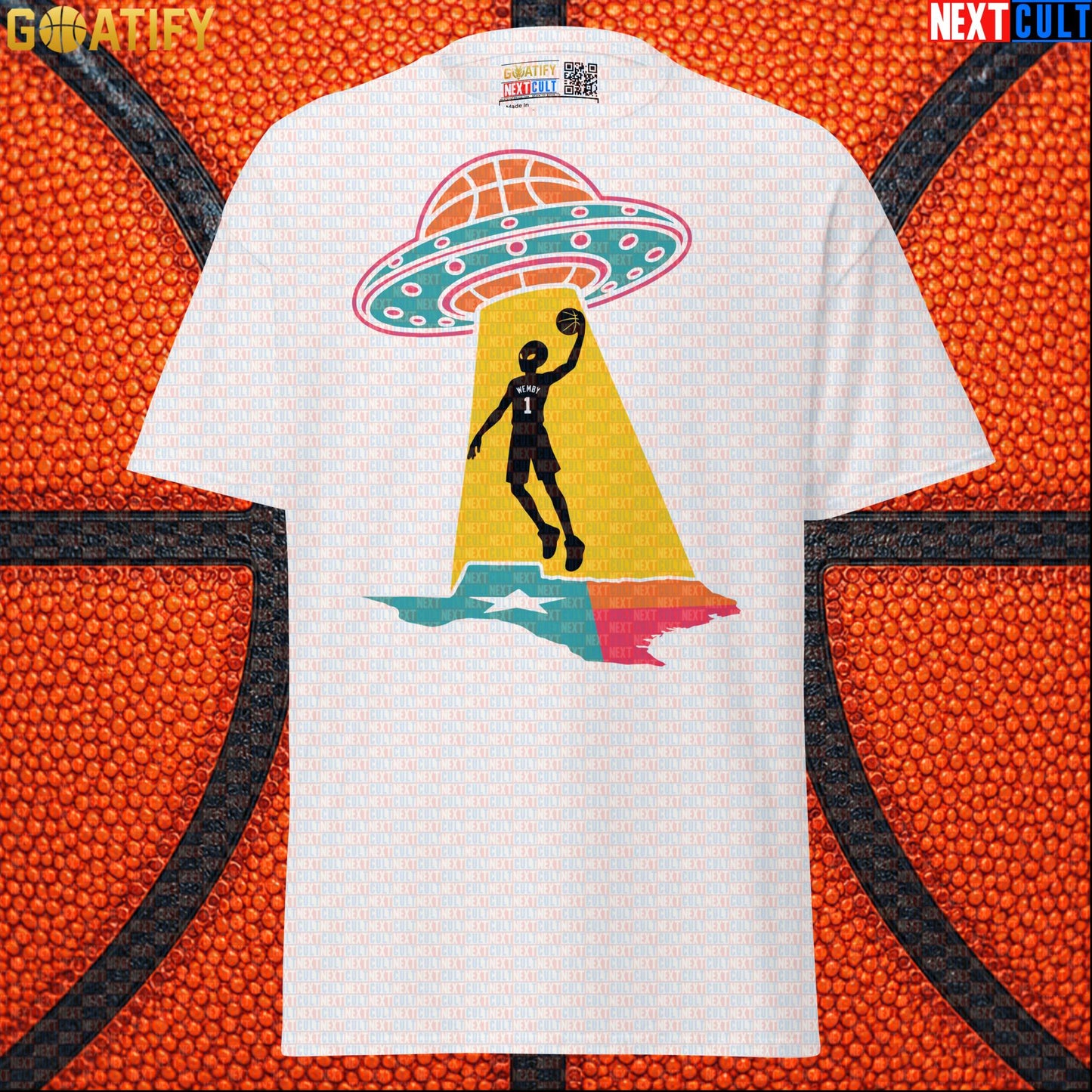 Basketball T-Shirt Alien Wemby UFO Abduction Graphic for Spurs Fans and Game Day Gifts White T-shirts Next Cult Brand