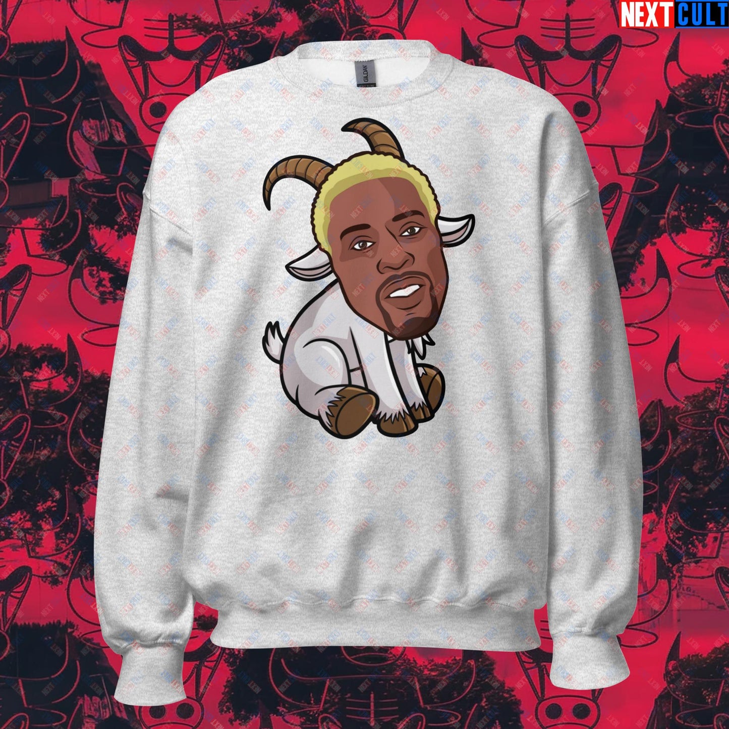 Dennis Rodman G.O.A.T. Sweatshirt - Chicago Bulls Basketball Meme Jumper - Greatest of All Time Funny Pullover for Basketball Fans - Perfect Gift for Rodman Fans Unisex Sweatshirt Ash Sweatshirts Basketball Chicago Bulls Dennis Rodman Detroit Pistons G.O.A.T. NBA Next Cult Brand
