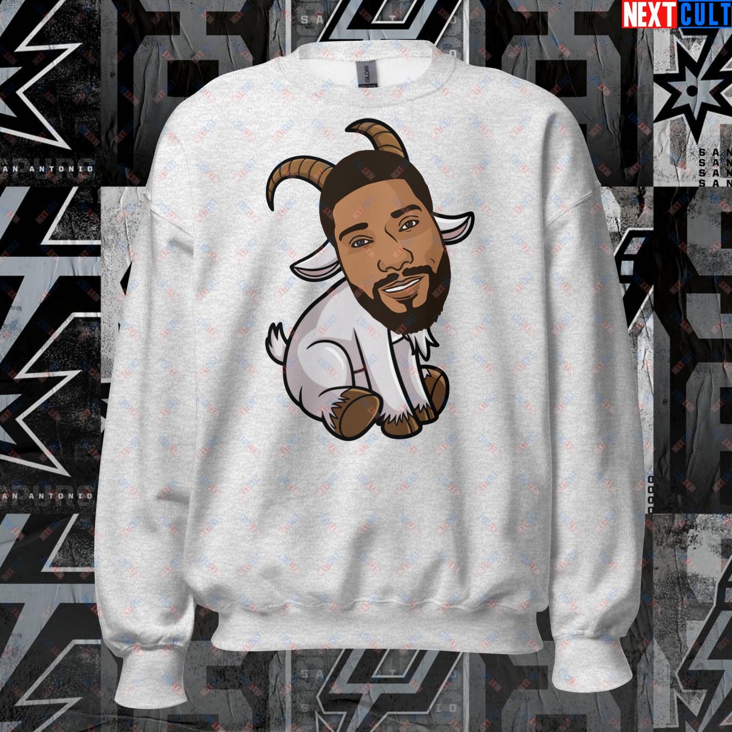 Tim Duncan G.O.A.T. Sweatshirt - San Antonio Spurs Basketball Meme Jumper - Greatest of All Time Funny Cartoon Pullover for Spurs Fans - Perfect Gift for Basketball Lovers Unisex Sweatshirt Ash Sweatshirts Basketball G.O.A.T. NBA San Antonio Spurs Tim Duncan Next Cult Brand