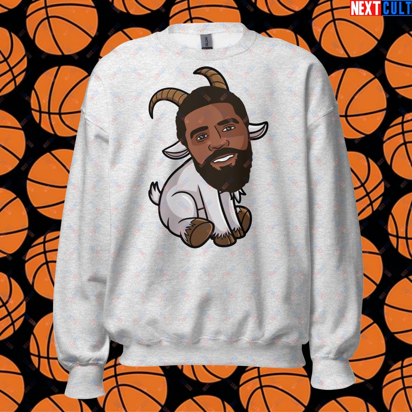 Kyrie Irving G.O.A.T. Sweatshirt - Uncle Drew Basketball Meme Jumper - Dallas Mavericks & Cleveland Cavaliers Fan Gift - Funny Cartoon Pullover for Basketball Lovers Unisex Sweatshirt Ash Sweatshirts Basketball Cleveland Cavaliers Dallas Mavericks G.O.A.T. Kyrie Irving NBA Next Cult Brand