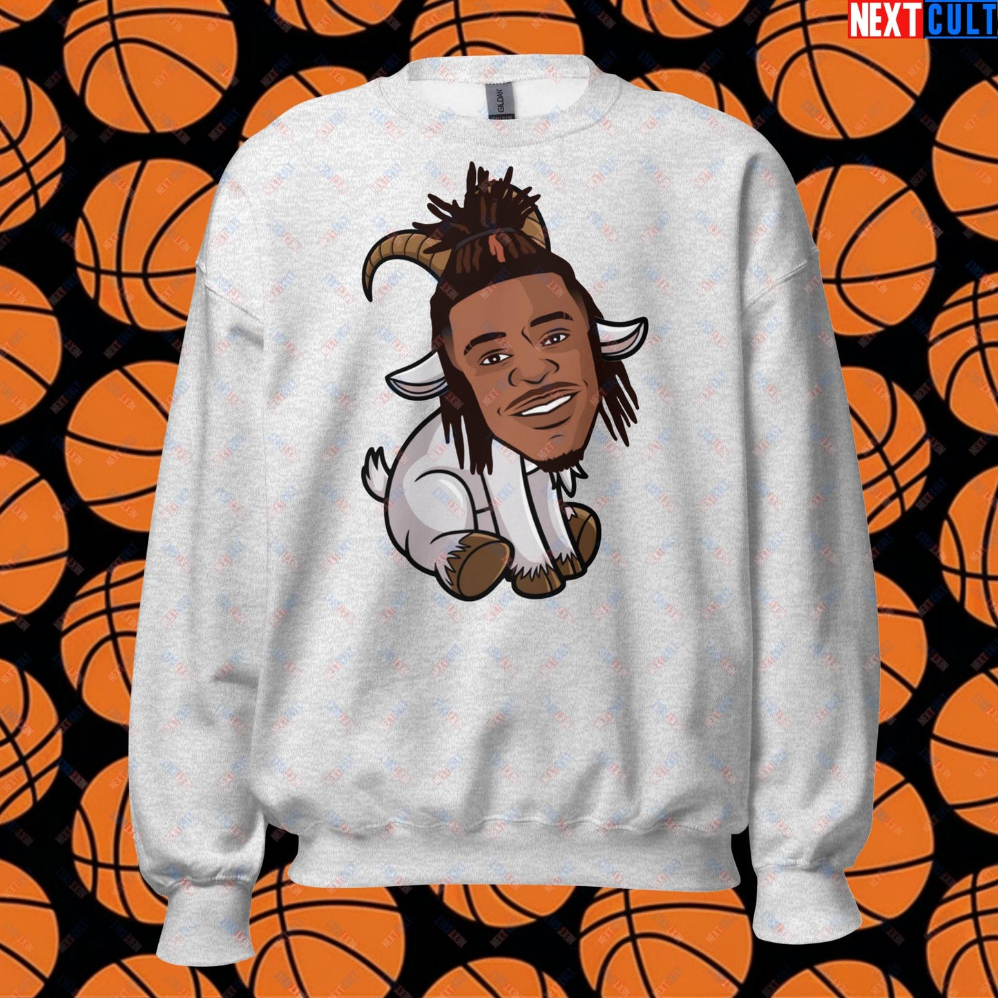 Ja Morant G.O.A.T. Sweatshirt - Funny Basketball Meme Jumper - Memphis Grizzlies GOAT Cartoon Design Pullover - Perfect Gift for Basketball Fans Unisex Sweatshirt Ash Sweatshirts Basketball G.O.A.T. Ja Morant Memphis Grizzlies NBA Next Cult Brand