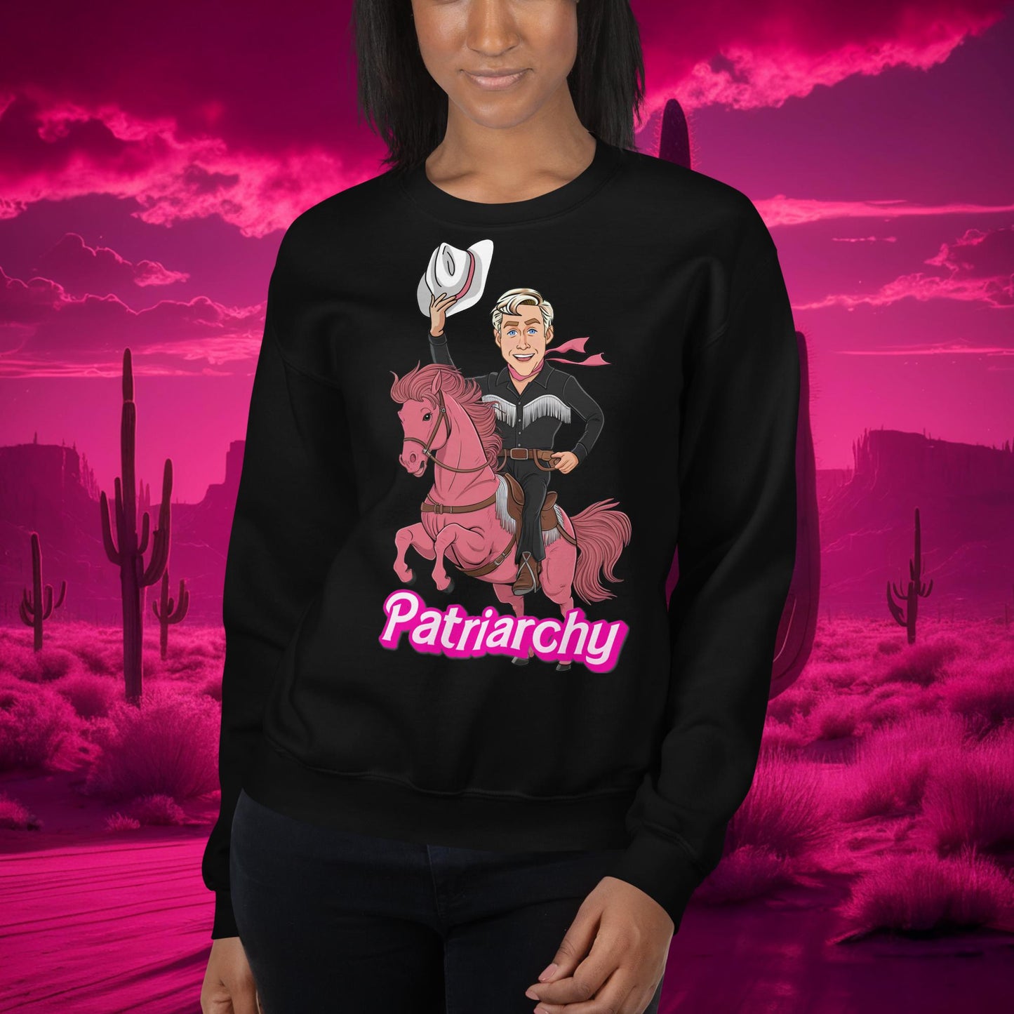 Ken Barbie Movie When I found out the patriarchy wasn't just about horses, I lost interest Unisex Sweatshirt Black Sweatshirts Barbie Celebrities Ken Movies Ryan Gosling Next Cult Brand