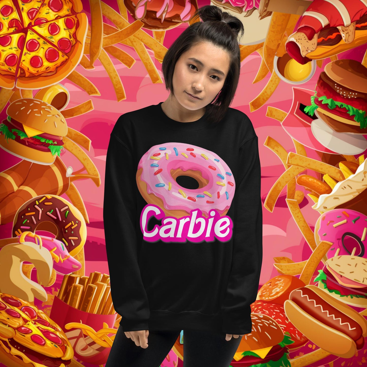 Carbie Barbie I Love Carbs I Love Donuts Unisex Sweatshirt Black Sweatshirts Barbie Carbie Donuts Fast Food Ken Movies Next Cult Brand