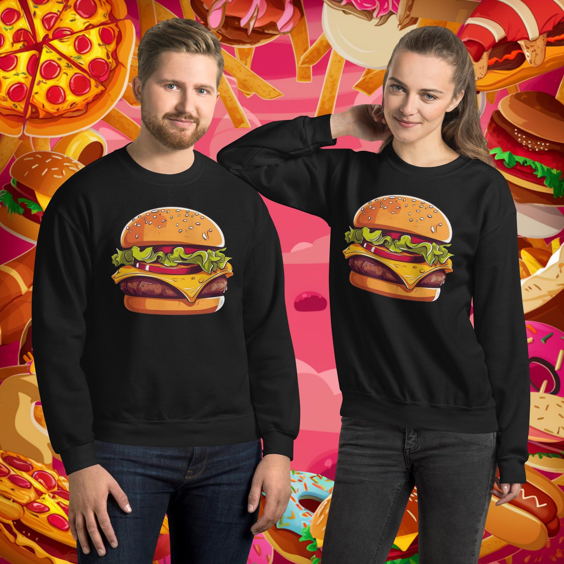 Cheeseburger I Love Burgers Unisex Sweatshirt Black Sweatshirts Burgers Fast Food Next Cult Brand