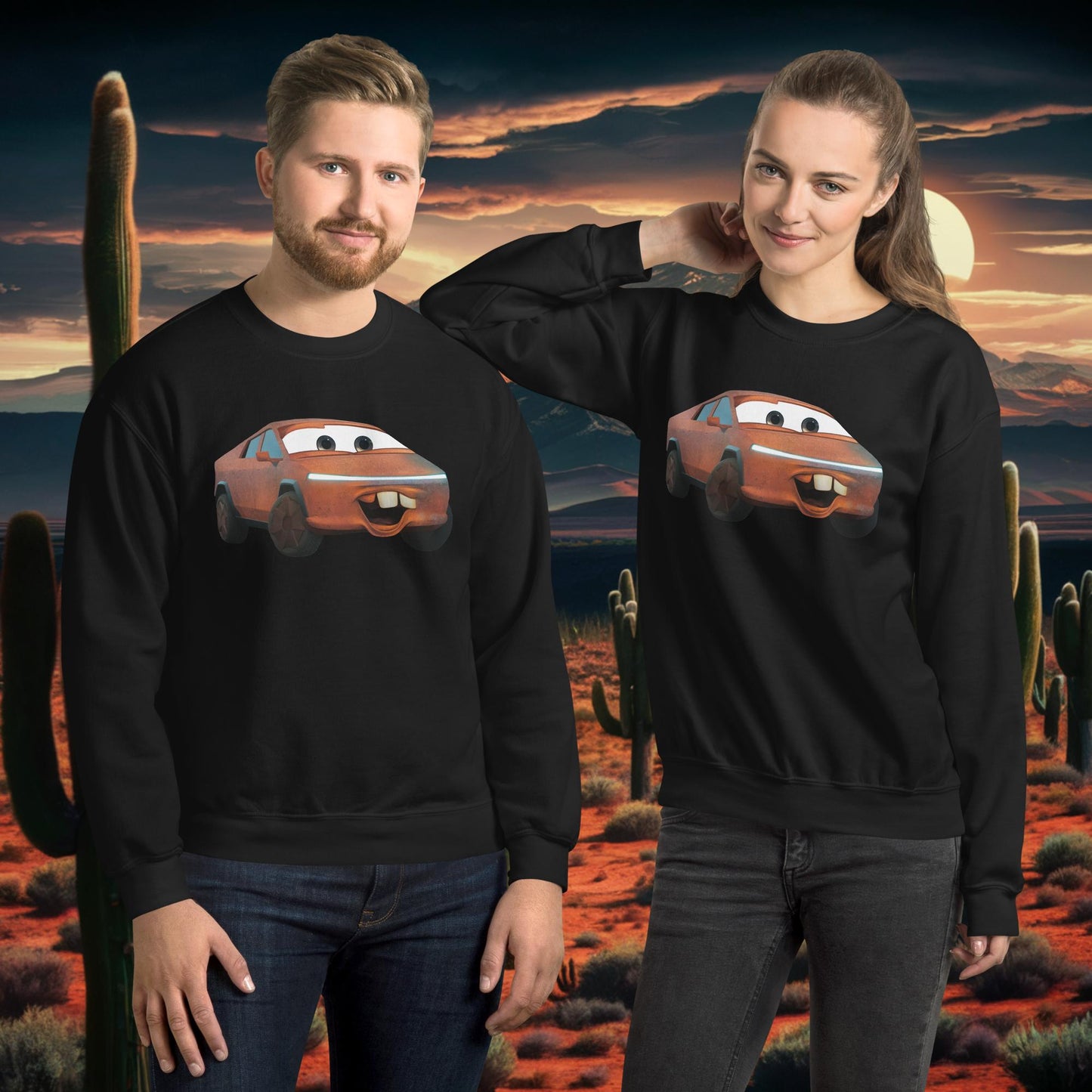 Rusty Tesla Cybertruck Elon Musk Cars Movie Tow Mater Unisex Sweatshirt Black Sweatshirts Cars Movie Celebrities Cybertruck Elon Musk Movies Tesla Next Cult Brand