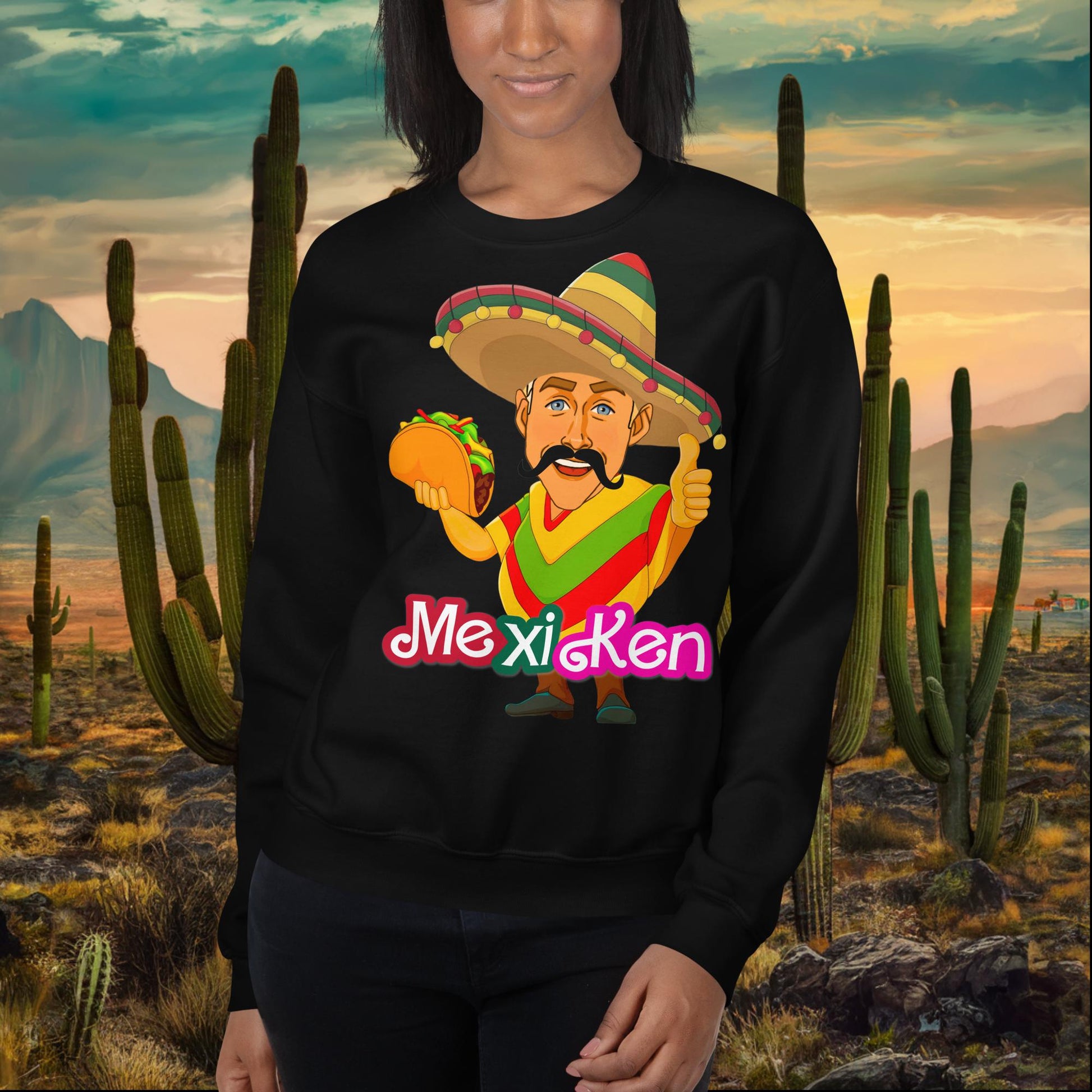 MexiKen Ken Barbie Movie Ryan Gosling Mexican Unisex Sweatshirt Black Sweatshirts Barbie Celebrities Ken Mexico Movies Ryan Gosling Next Cult Brand