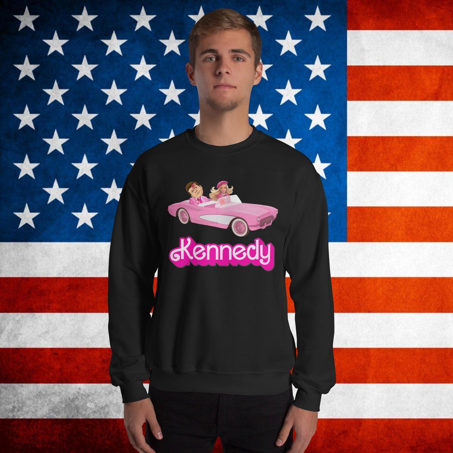 Kennedy JFK Conspiracy Ken Barbie Movie Unisex Sweatshirt Black Sweatshirts Barbie Conspiracy Theories Democrats JFK Ken Politics Next Cult Brand