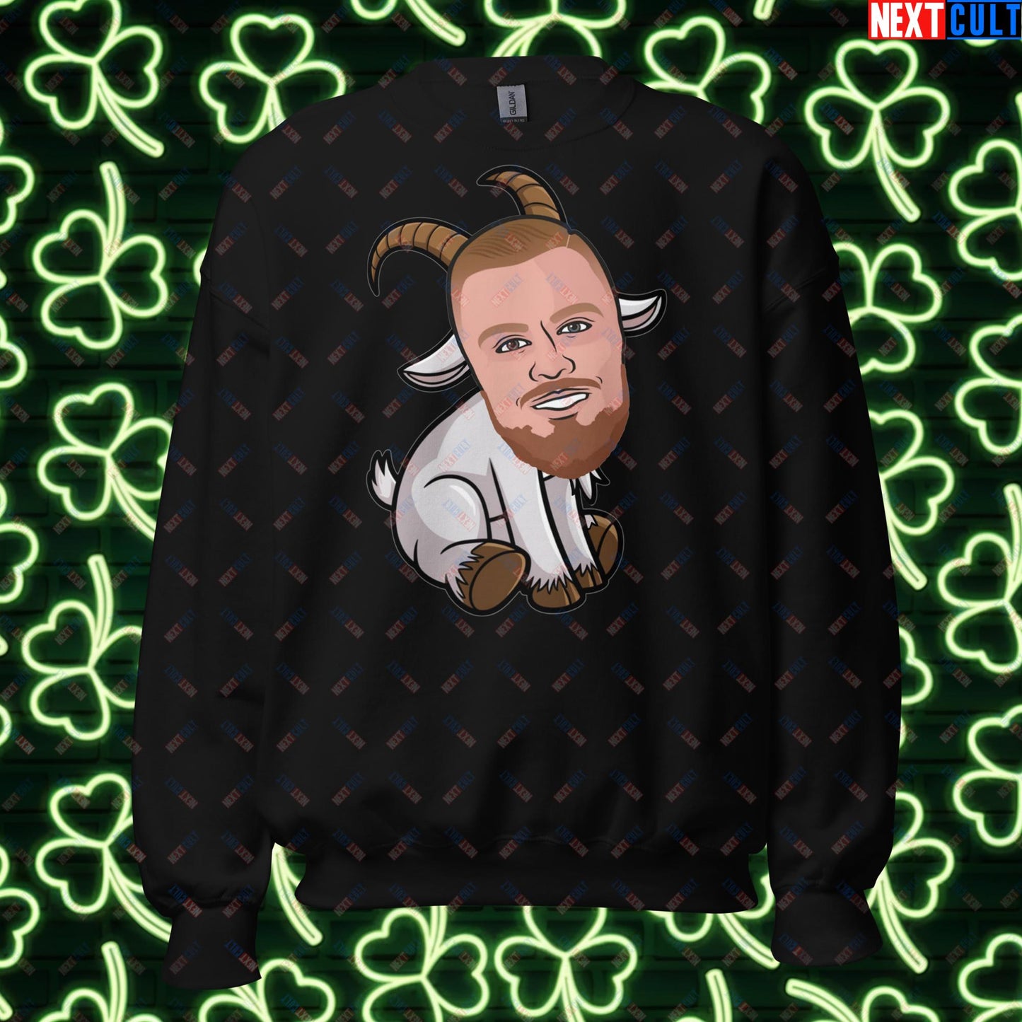 Kristaps Porzingis GOAT Sweatshirt - Funny Basketball Meme Jumper - Greatest of All Time Pullover for Boston Celtics and Latvia Fans - Perfect Gift for Porzingis Fans Unisex Sweatshirt Black Sweatshirts Basketball Boston Celtics G.O.A.T. Kristaps Porzingis NBA Next Cult Brand