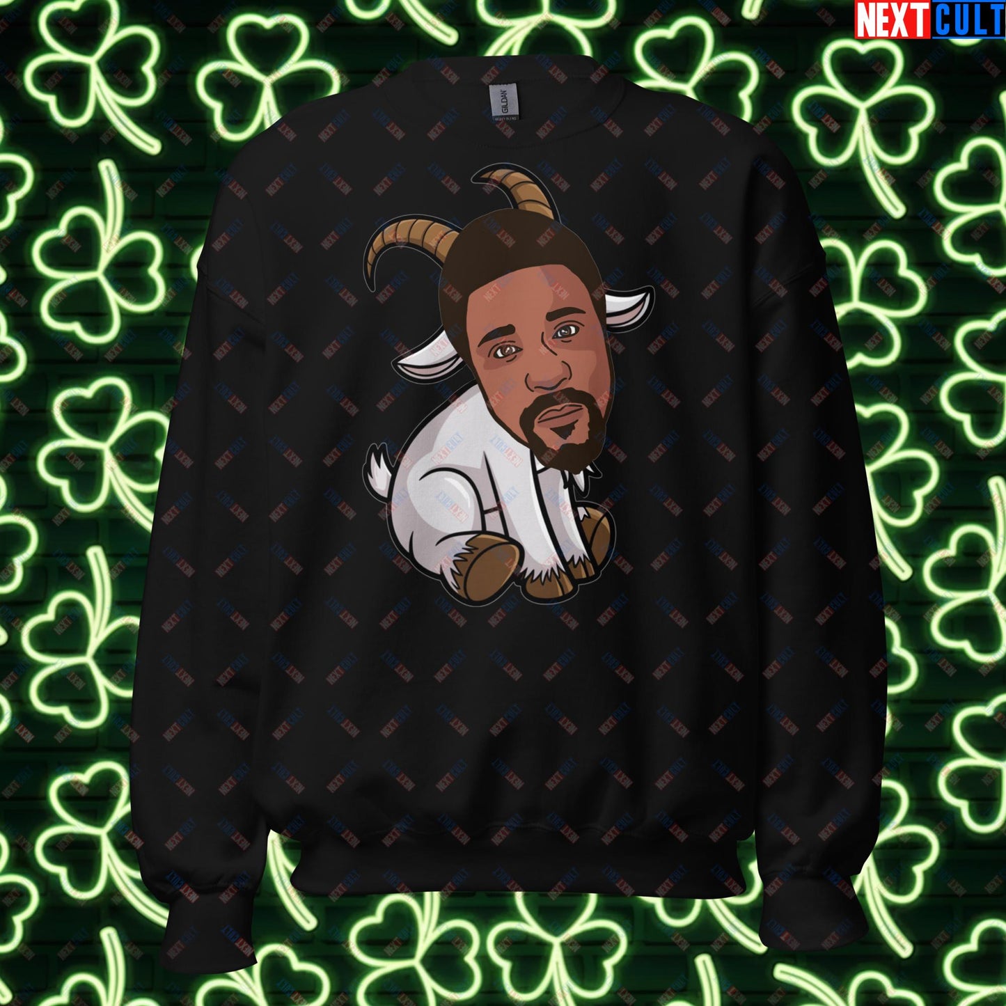 Bill Russell G.O.A.T. Sweatshirt - Boston Celtics Basketball Meme Jumper - Greatest of All Time Funny Cartoon Pullover for Basketball Fans - Perfect Gift for Celtics Supporters Unisex Sweatshirt Black Sweatshirts Basketball Bill Russell Boston Celtics G.O.A.T. NBA Next Cult Brand
