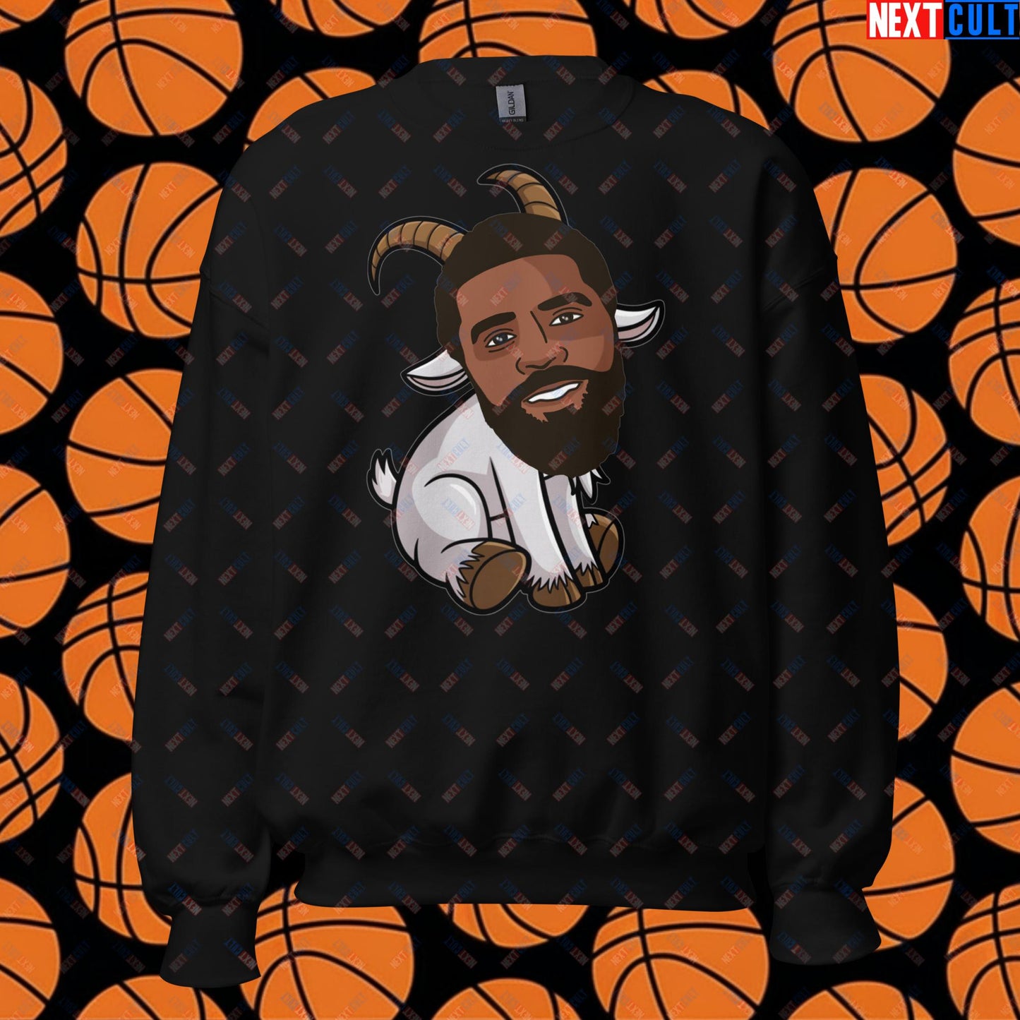 Kyrie Irving G.O.A.T. Sweatshirt - Uncle Drew Basketball Meme Jumper - Dallas Mavericks & Cleveland Cavaliers Fan Gift - Funny Cartoon Pullover for Basketball Lovers Unisex Sweatshirt Black Sweatshirts Basketball Cleveland Cavaliers Dallas Mavericks G.O.A.T. Kyrie Irving NBA Next Cult Brand