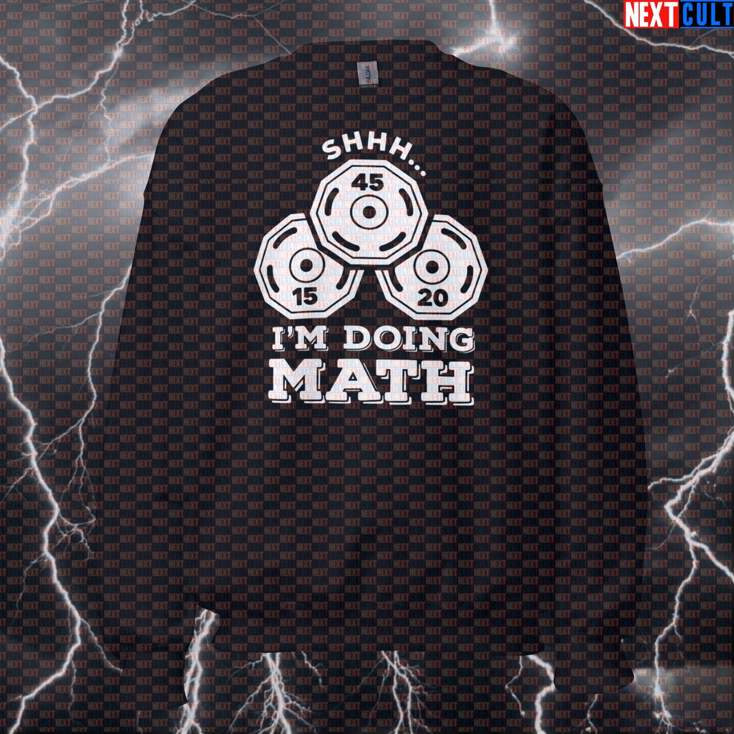 Funny Gym Meme Sweatshirt - "Shhh I'm Doing Plate Math" Workout Sweater & Jumper for Weightlifting Sweatshirts Bodybuilding Fitness Gym Powerlifting Pump Cover Workout Next Cult Brand