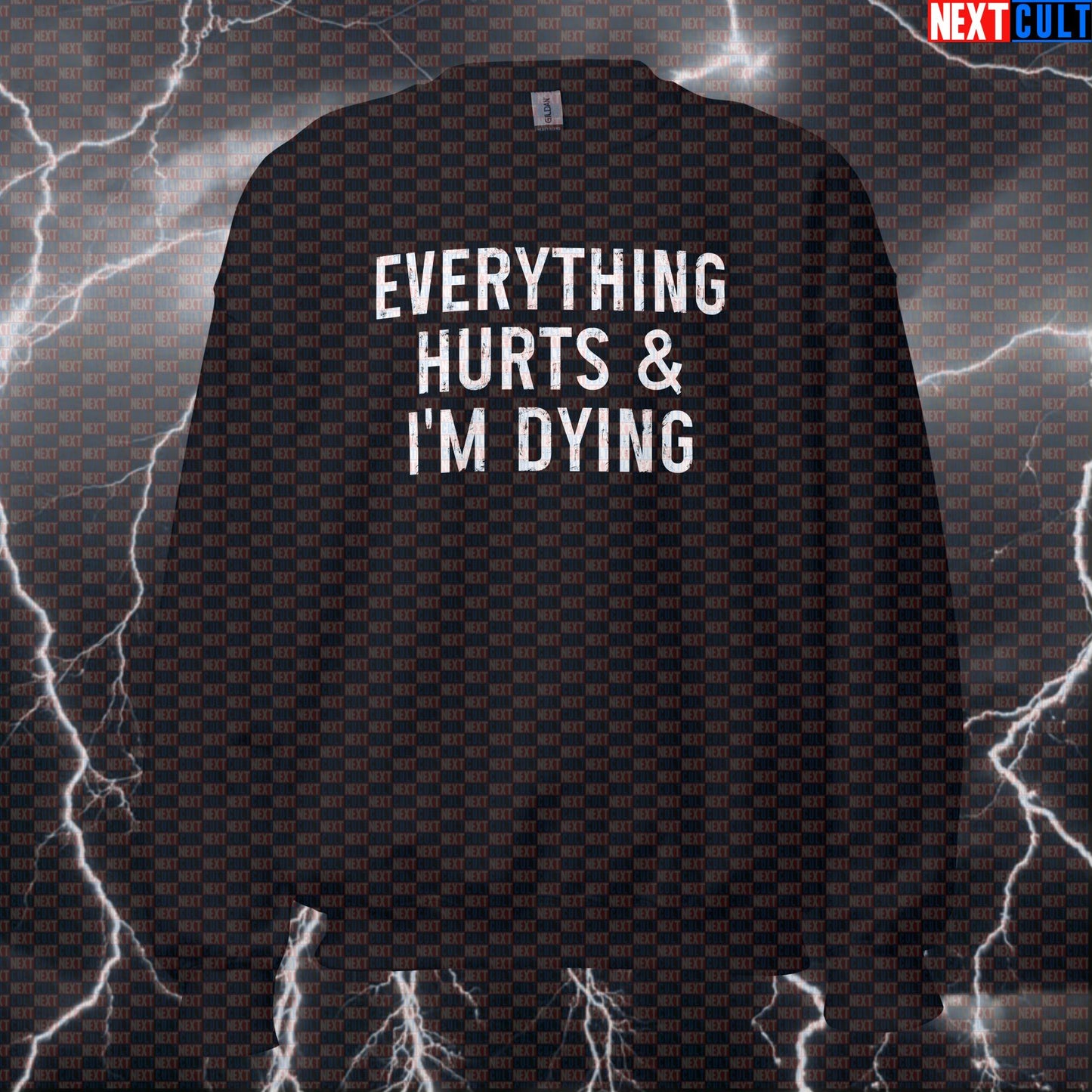 Funny Gym Sweatshirt - Everything Hurts And I'm Dying Workout Pullover Jumper Sweatshirts Bodybuilding Fitness Gym Pump Cover Workout Next Cult Brand