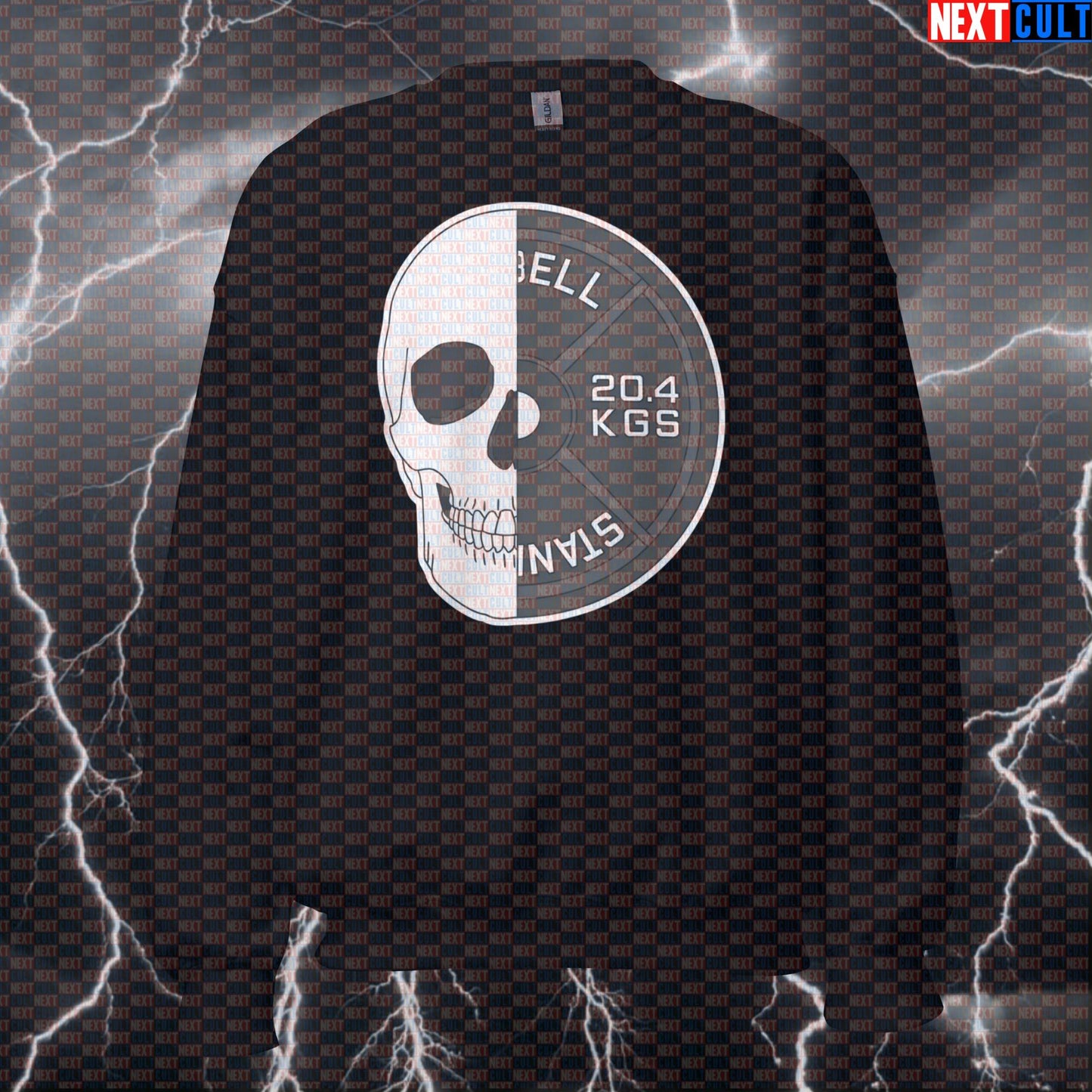 Platehead Gym Skull Sweatshirt | Funny Workout Sweater For Powerlifters & Gym Bros | Fitness Meme Pullover Sweatshirts Bodybuilding Fitness Gym Halloween Powerlifting Pump Cover Workout Next Cult Brand