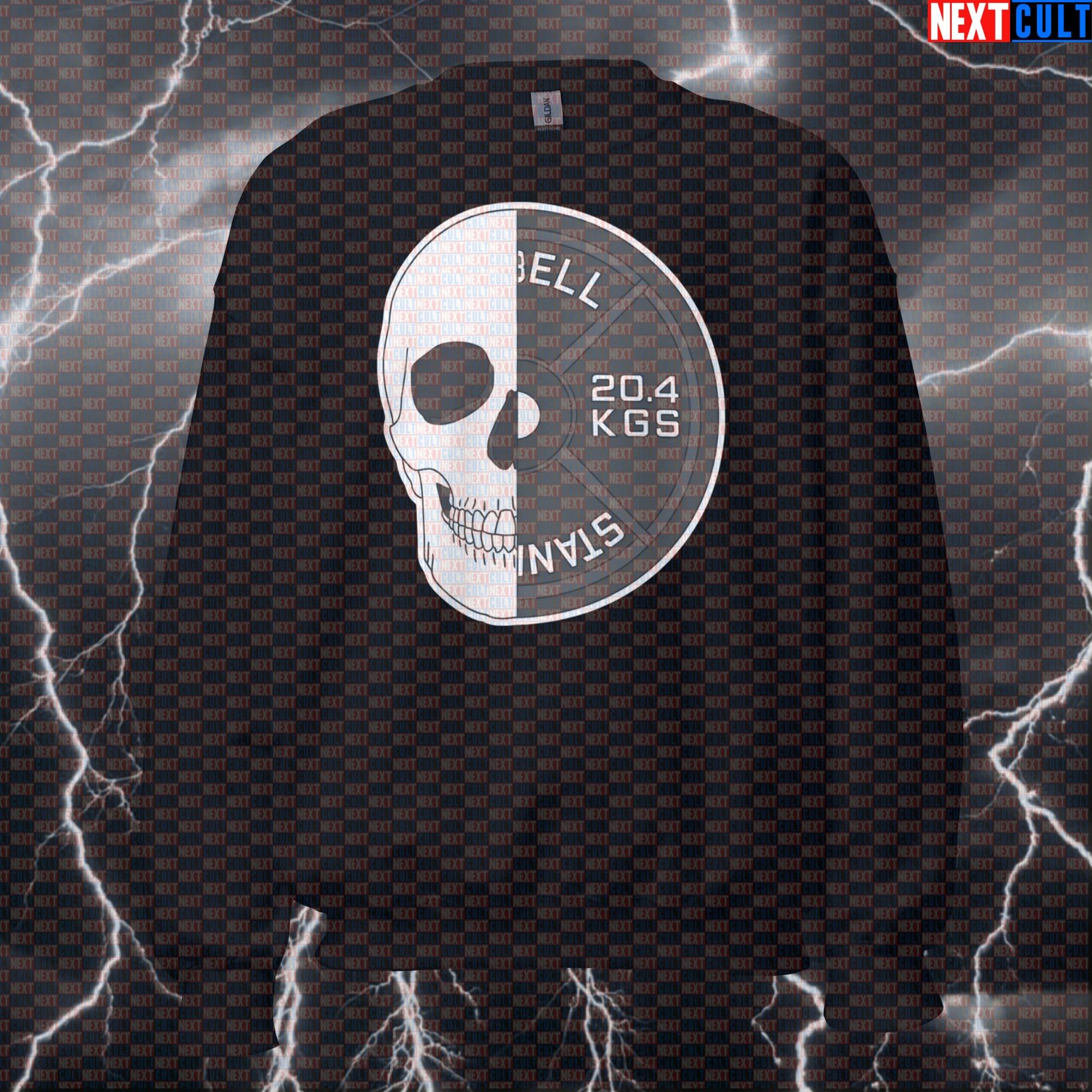 Platehead Gym Skull Sweatshirt | Funny Workout Sweater For Powerlifters & Gym Bros | Fitness Meme Pullover Sweatshirts Bodybuilding Fitness Gym Halloween Powerlifting Pump Cover Workout Next Cult Brand