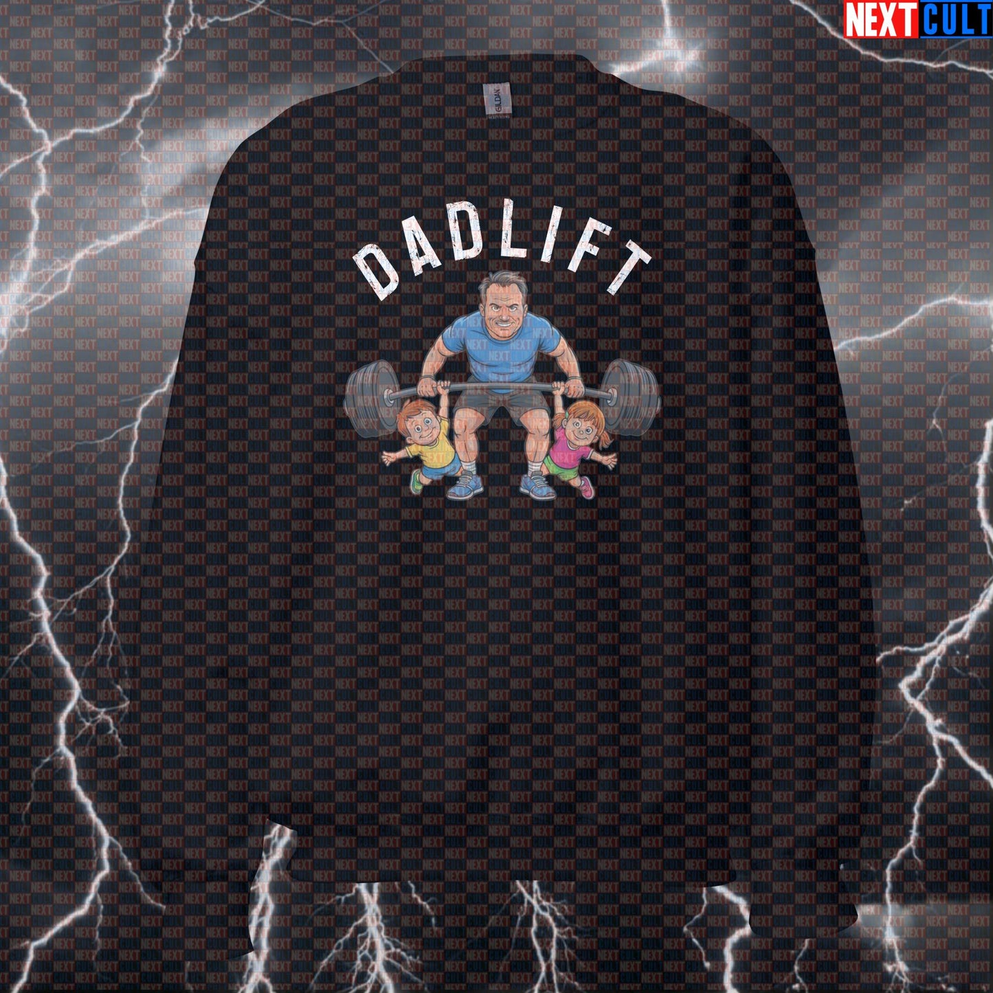 Dadlift Funny Gym Sweatshirt | Gym Dad Workout Sweater For Powerlifting & Bodybuilding | Fitness Meme Pullover Sweatshirts Bodybuilding Father's Day Fitness Gym Home Gym Leg Day Powerlifting Pump Cover Workout Next Cult Brand