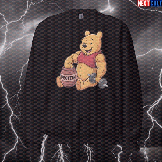 Funny Gym Bear Protein Sweatshirt: Hilarious Fitness Meme Pullover for Lifters Sweatshirts Bodybuilding Films Fitness Gym Pump Cover Workout Next Cult Brand