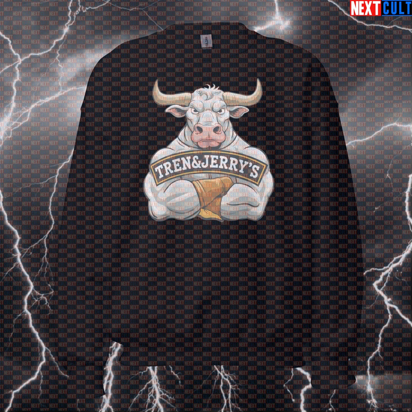 Funny Tren Jerrys Gym Meme Sweatshirt - Bodybuilding Workout Sweater for Lifters & Gym Bros Sweatshirts Bodybuilding Fast Food Fitness Gym Pump Cover Steroids Workout Next Cult Brand