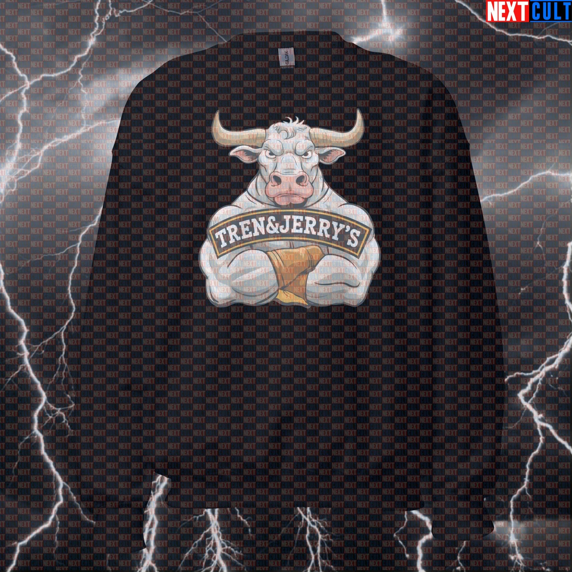 Funny Tren Jerrys Gym Meme Sweatshirt - Bodybuilding Workout Sweater for Lifters & Gym Bros Sweatshirts Bodybuilding Fast Food Fitness Gym Pump Cover Steroids Workout Next Cult Brand