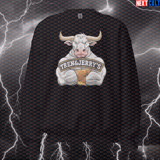 Funny Tren Jerrys Gym Meme Sweatshirt - Bodybuilding Workout Sweater for Lifters & Gym Bros Sweatshirts Bodybuilding Fast Food Fitness Gym Pump Cover Steroids Workout Next Cult Brand