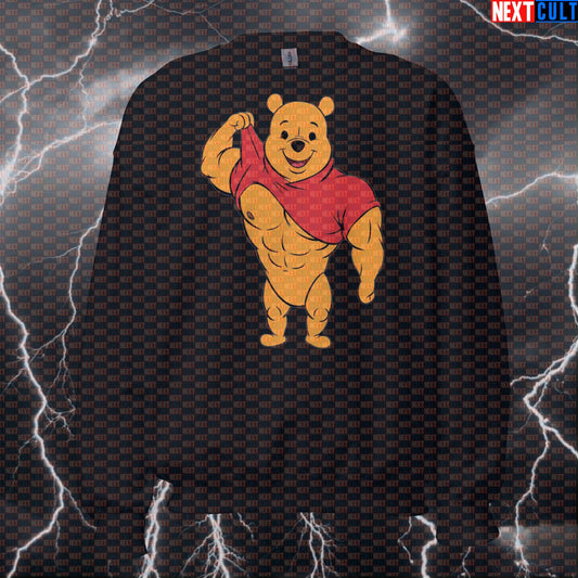 Bodybuilding Bear Gym Sweatshirt | Winnie the Bodybuilder Funny Workout Sweater Sweatshirts Bodybuilding Films Fitness Gym Pump Cover Workout Next Cult Brand