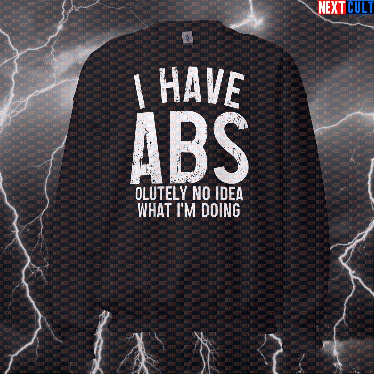 Funny Gym Meme Sweatshirt | I Have Abs-olutely No Idea What I'm Doing Workout Sweater For Gym Newbies Sweatshirts Bodybuilding Fitness Gym Pump Cover Workout Next Cult Brand