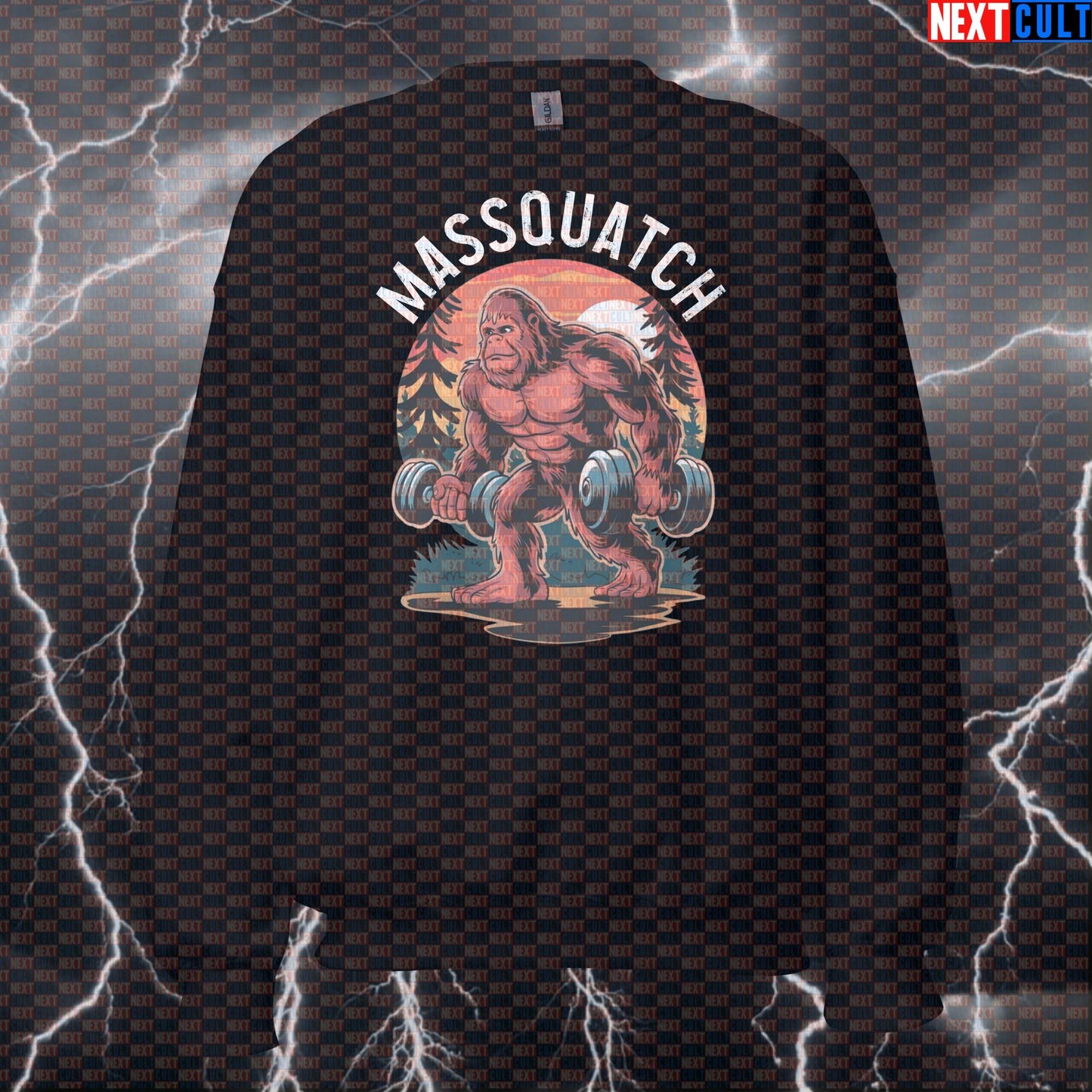 Massquatch Bigfoot Gym Sweatshirt | Funny Sasquatch Workout Sweater For Lifters & Bodybuilding Meme Fans Sweatshirts Bodybuilding Fitness Gym Halloween Pump Cover Workout Next Cult Brand