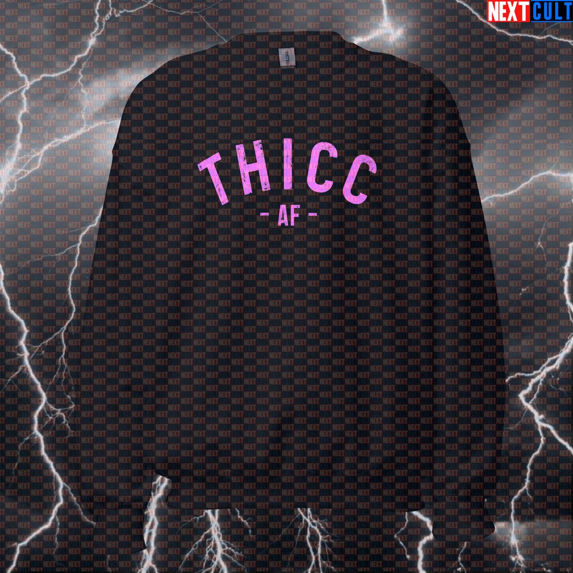 Thicc AF Gym Sweatshirt | Funny Workout Sweater For Booty Lovers & Glute Gains | Fitness Meme Pullover Sweatshirts Bodybuilding Fitness Gym Leg Day Pump Cover Workout Next Cult Brand