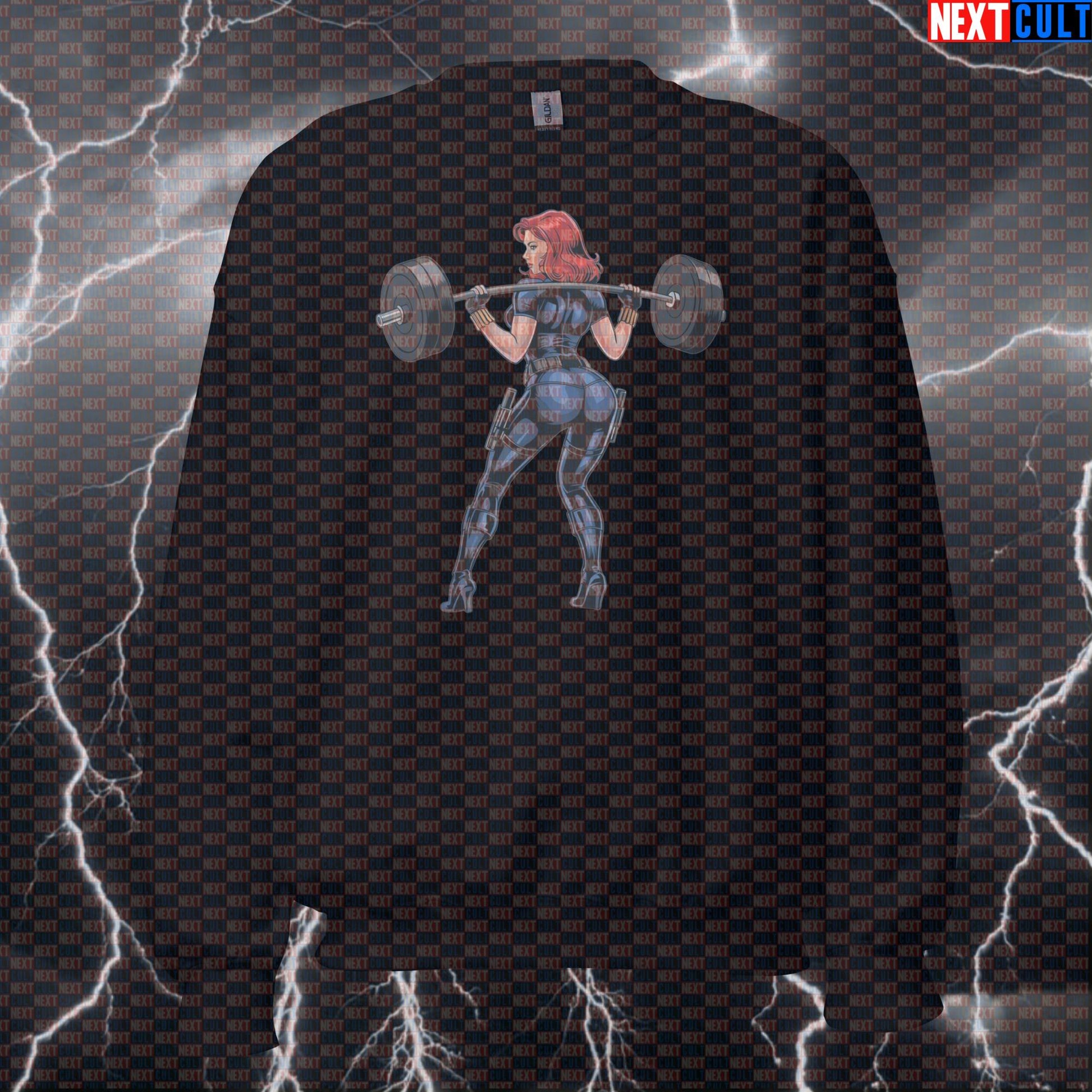 Gym Girl Booty Builder Sweatshirt | Funny Workout Sweater For Squats & Leg Day | Fitness Meme Pullover Top Avengers Black Widow Bodybuilding Films Fitness Gym Leg Day Powerlifting Pump Cover Superheroes Workout Next Cult Brand