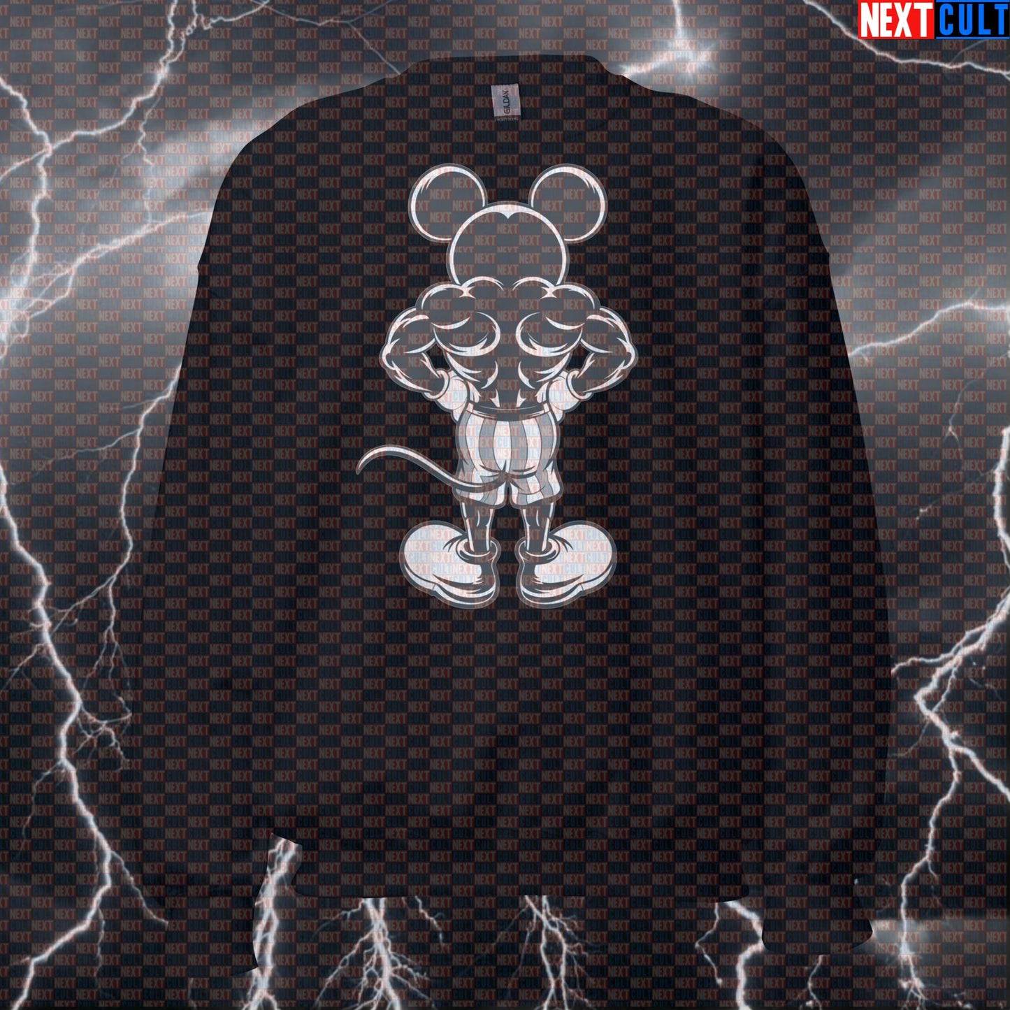 Funny Lat Spread Gym Sweatshirt | Mickey Mouse Bodybuilding Meme Sweater | Workout Crewneck Pullover Bodybuilding Films Fitness Gym Pump Cover Workout Next Cult Brand