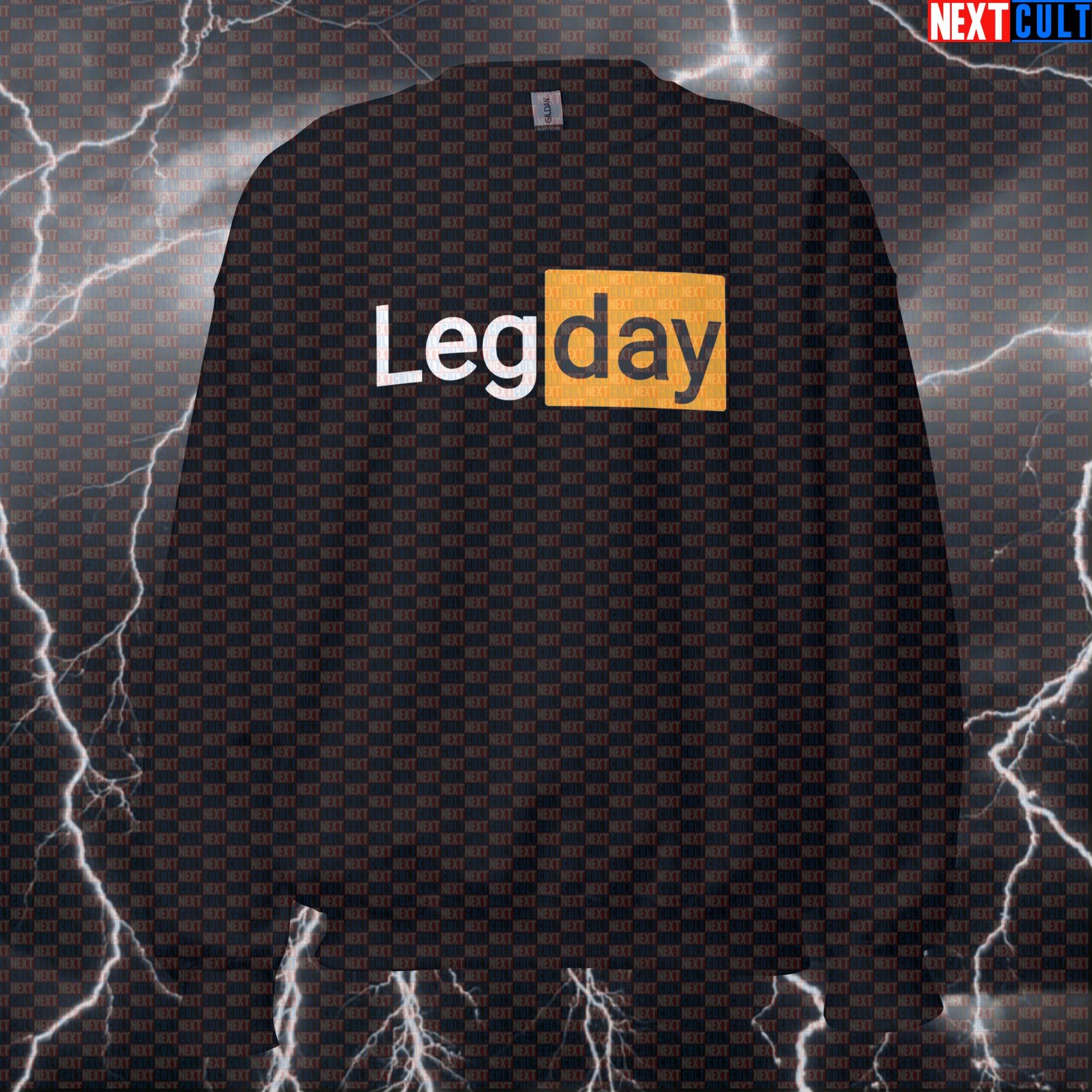 Leg Day Funny Gym Sweatshirt | Squats Deadlifts Workout Sweater | Fitness Meme Crewneck Pullover Bodybuilding Fitness Gym Leg Day Powerlifting Pump Cover Workout Next Cult Brand