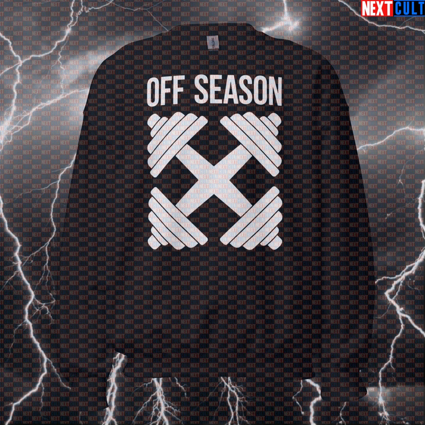 Off-Season Rest Day Funny Gym Sweatshirt | Workout Sweater For Lifters & Gym Bros | Fitness Meme Pullover Bodybuilding Fitness Gym Powerlifting Pump Cover Workout Next Cult Brand