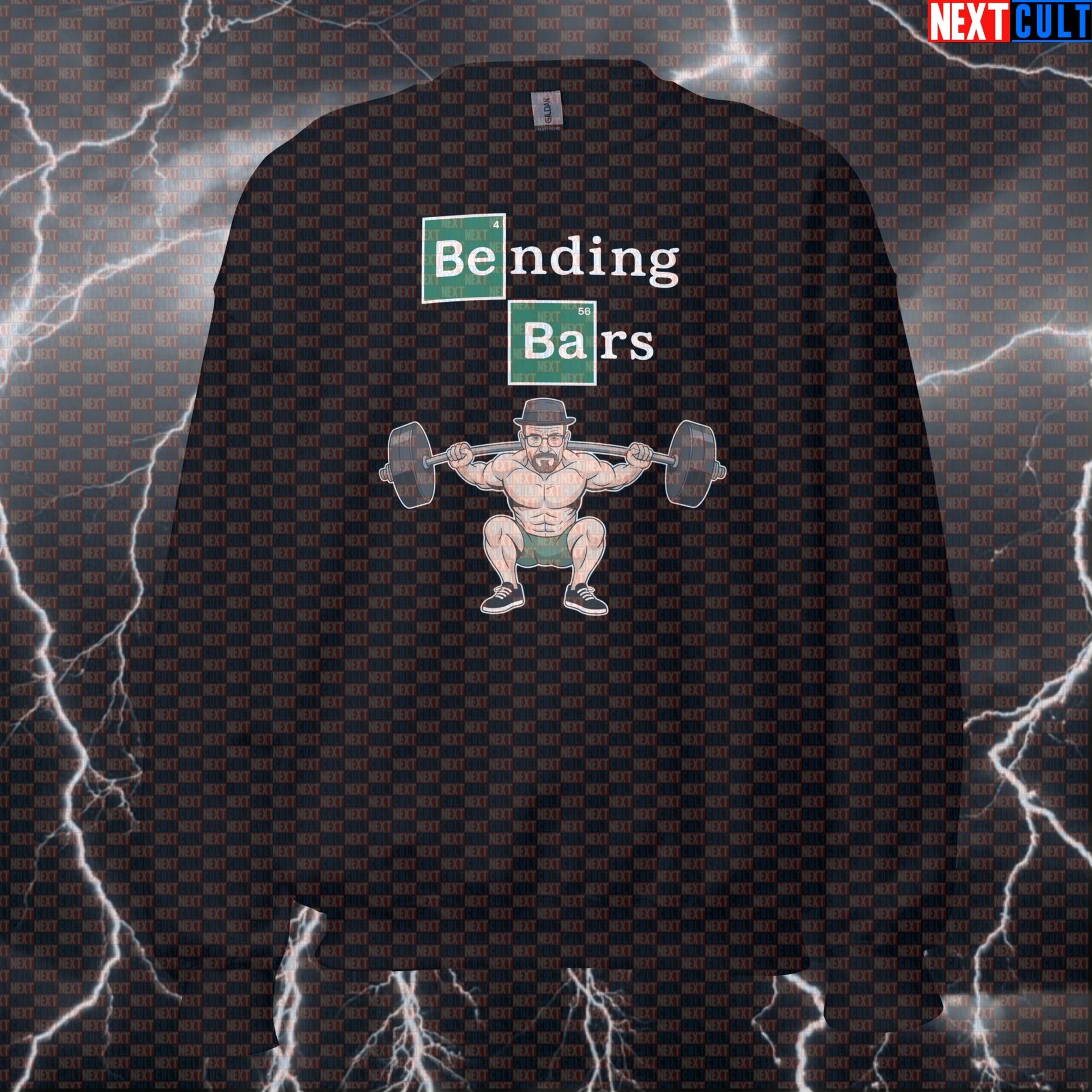 Bending Bars Gym Meme Sweatshirt | Funny Breaking Bad Workout Sweater For Powerlifters & Gym Bros Bodybuilding Breaking Bad Fitness Gym Pump Cover TV Workout Next Cult Brand