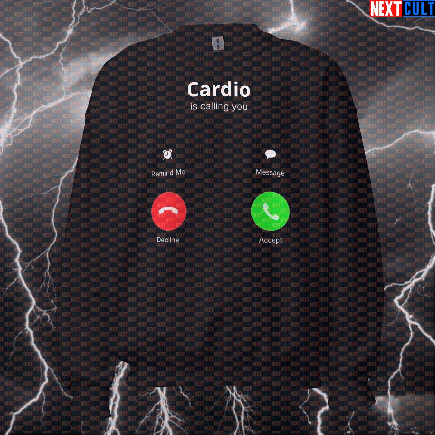Funny Cardio Is Calling Sweatshirt | Decline Workout Sweater For Lifters | Gym Meme Crewneck Pullover Bodybuilding Cardio Fitness Gym Pump Cover Workout Next Cult Brand