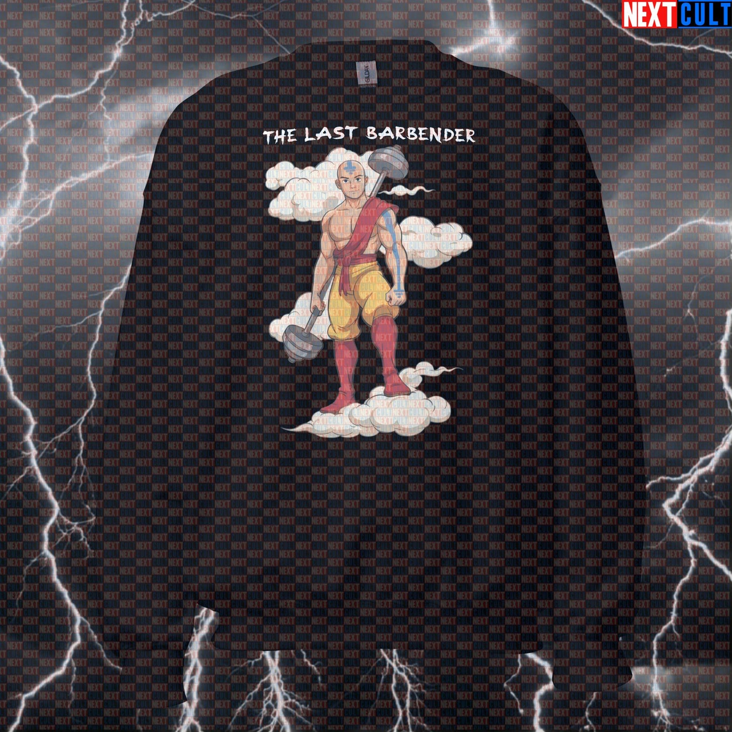 The Last Barbender Funny Gym Sweatshirt | Bending Bars Workout Sweater | Avatar Meme Pullover Top Sweatshirts Bodybuilding Fitness Gym Powerlifting Pump Cover TV Workout Next Cult Brand