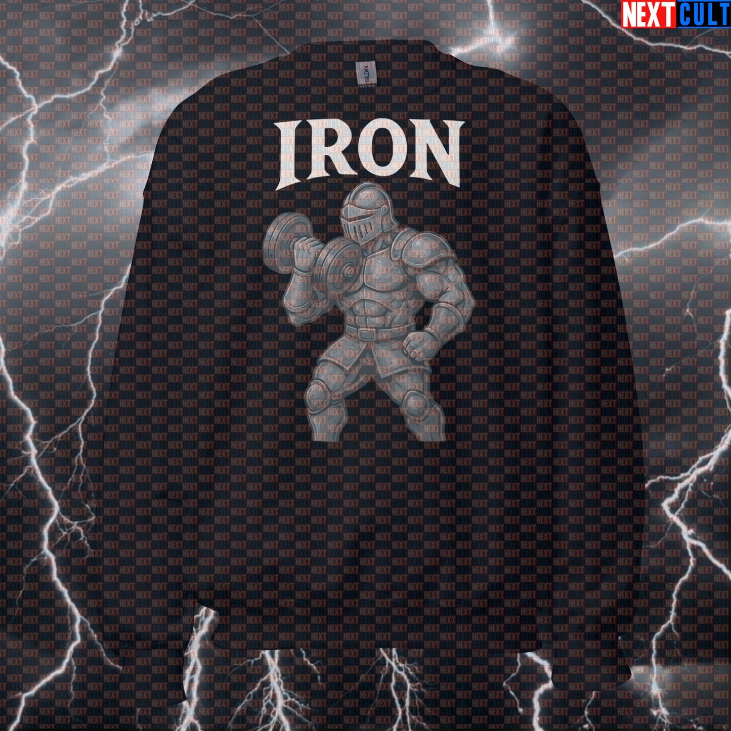 Knight Lifting Iron Funny Gym Sweatshirt | Medieval Workout Jumper Pump Cover Sweatshirts Bodybuilding Fitness Gym Pump Cover Workout Next Cult Brand