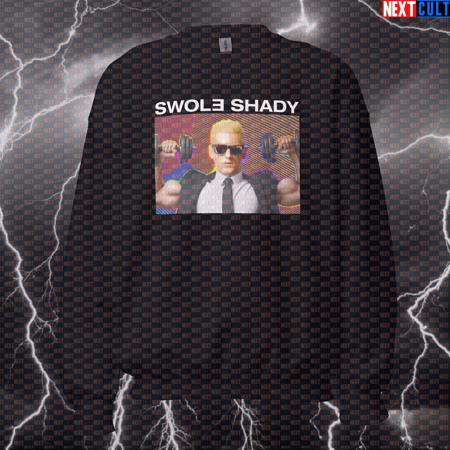 Swole Shady Gym Meme Sweatshirt | Rap Music Parody Pullover Workout Top Sweatshirts Bodybuilding Eminem Fitness Gym Hip Hop Pump Cover Workout Next Cult Brand