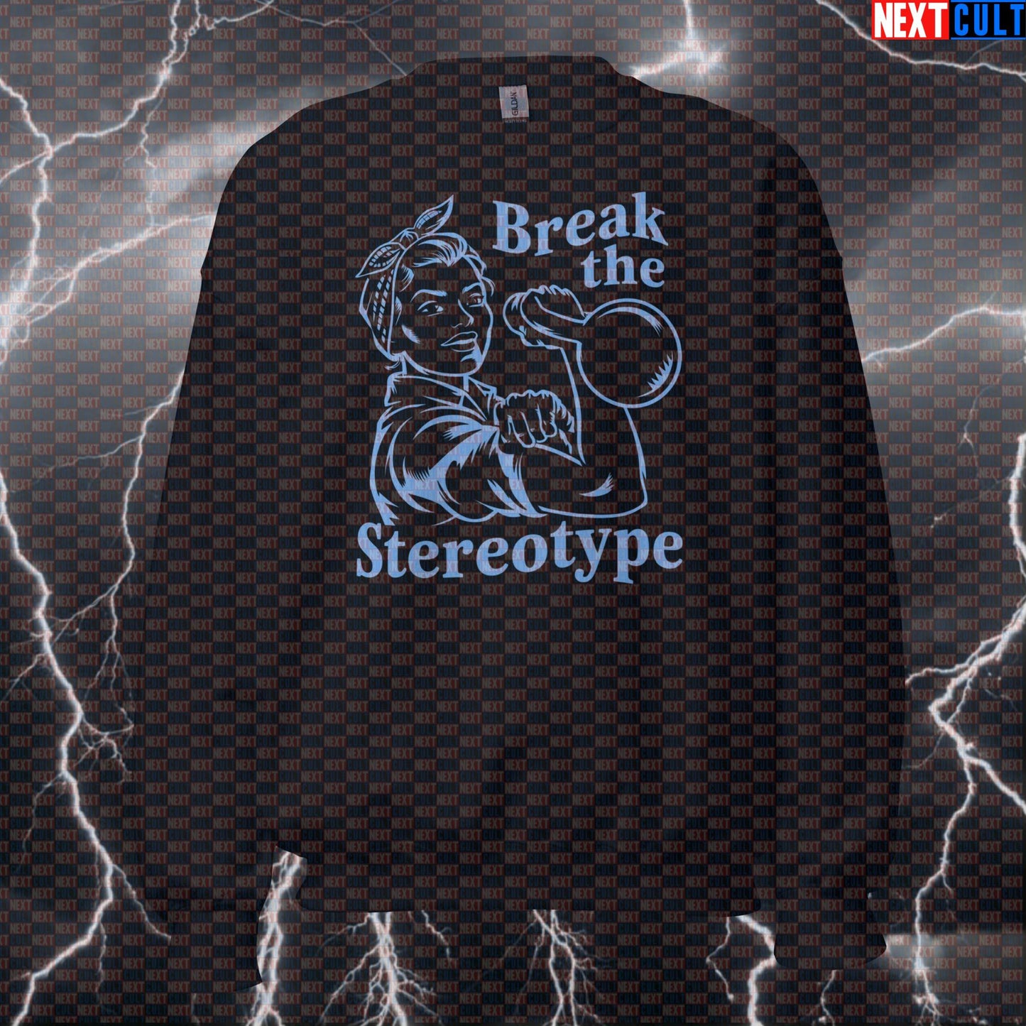 Break The Stereotype Funny Gym Sweatshirt | Feminist Workout Sweater For Strong Women & Female Lifters Sweatshirts Fitness Gym Kettlebell Pump Cover Workout Next Cult Brand