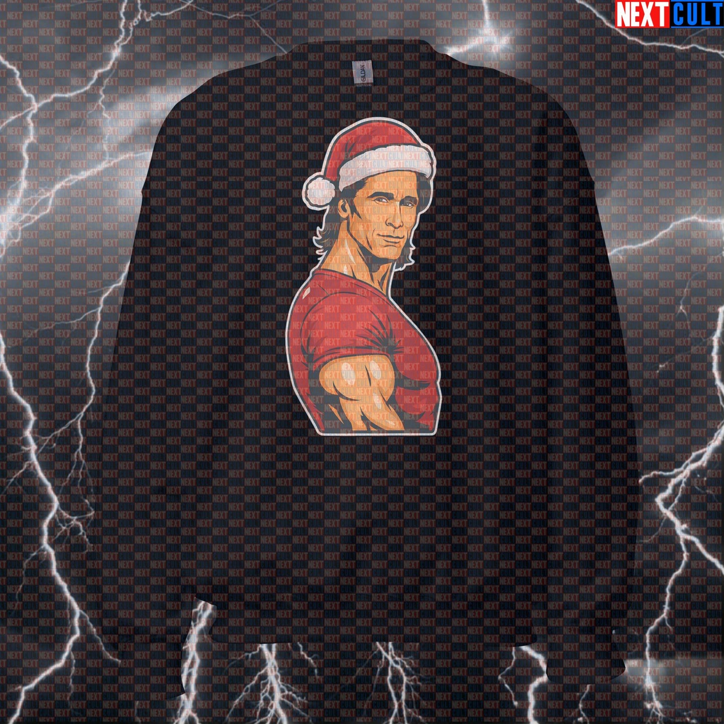 Swole Santa Christmas Gym Sweatshirt | Funny Mike O'Hearn Meme Workout Sweater | Festive Pump Cover Pullover Sweatshirts Bodybuilding Christmas Fitness Gym Mike O'Hearn Pump Cover Workout Next Cult Brand