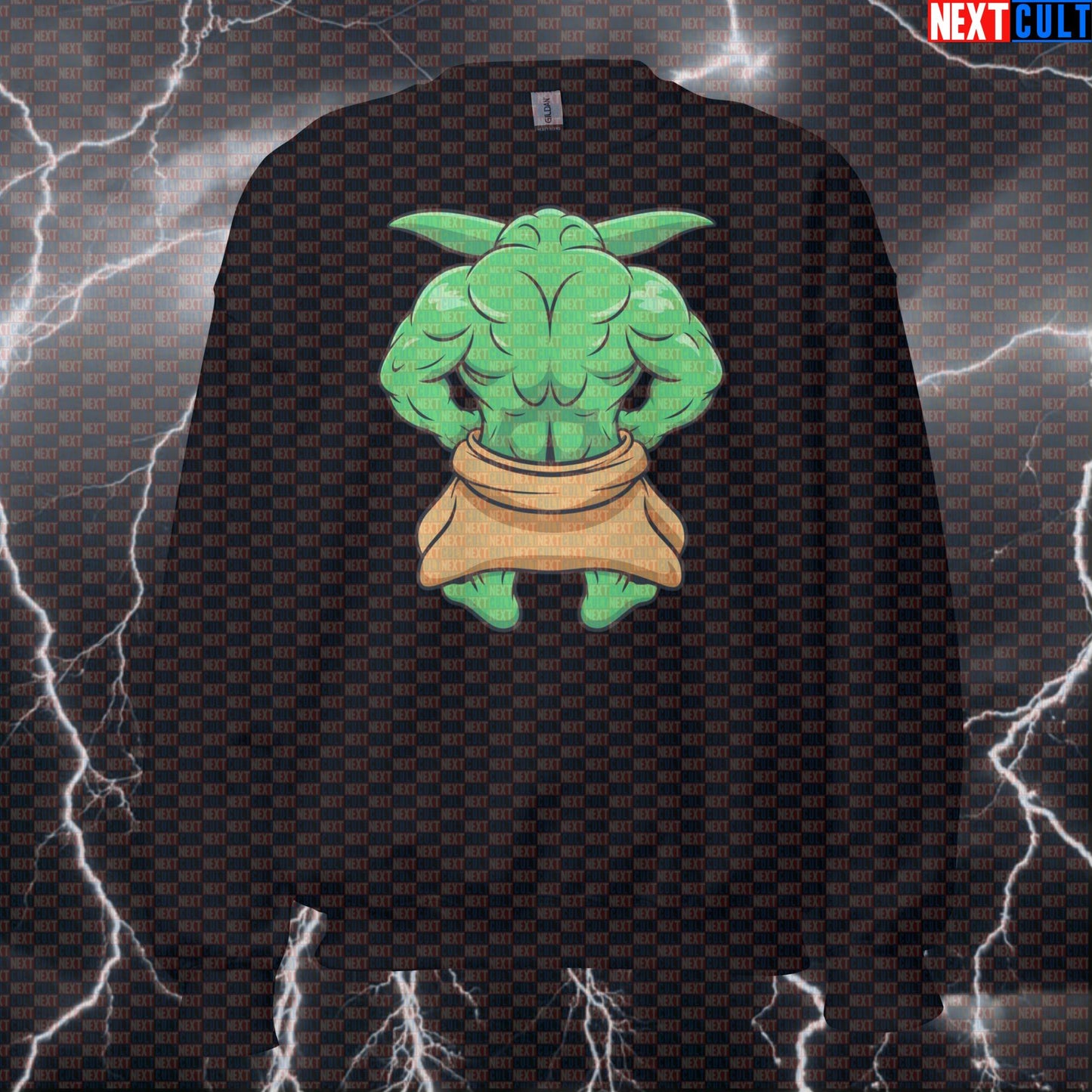 Funny Yoda Gym Sweatshirt | Train Back You Must Bodybuilding Meme | Star Wars Workout Pullover Bodybuilding Films Fitness Gym Pump Cover Star Wars Workout Yoda Next Cult Brand