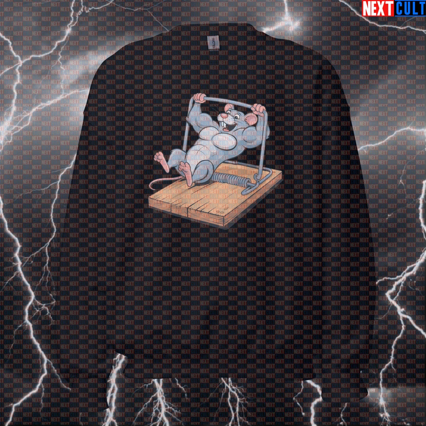 Funny Gymrat Mousetrap Sweatshirt | Gym Rat Workout Sweater For Lifters | Next Cult Brand Pullover Bodybuilding Fitness Gym Gymrat Powerlifting Pump Cover Workout Next Cult Brand