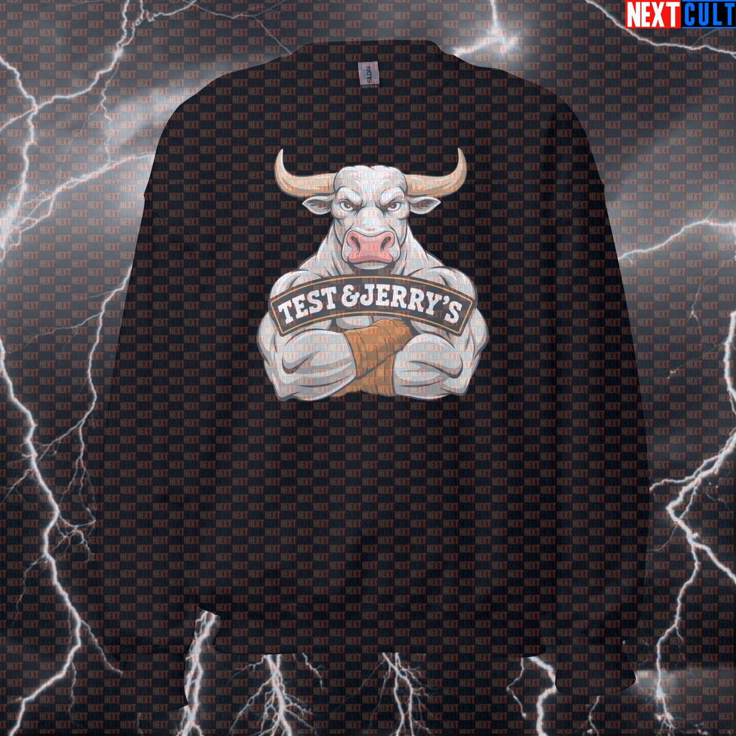 Funny Test Jerry's Gym Sweatshirt | Testosterone Workout Sweater For Lifters | Gym Meme Pullover Top Bodybuilding Fast Food Fitness Gym Pump Cover Workout Next Cult Brand