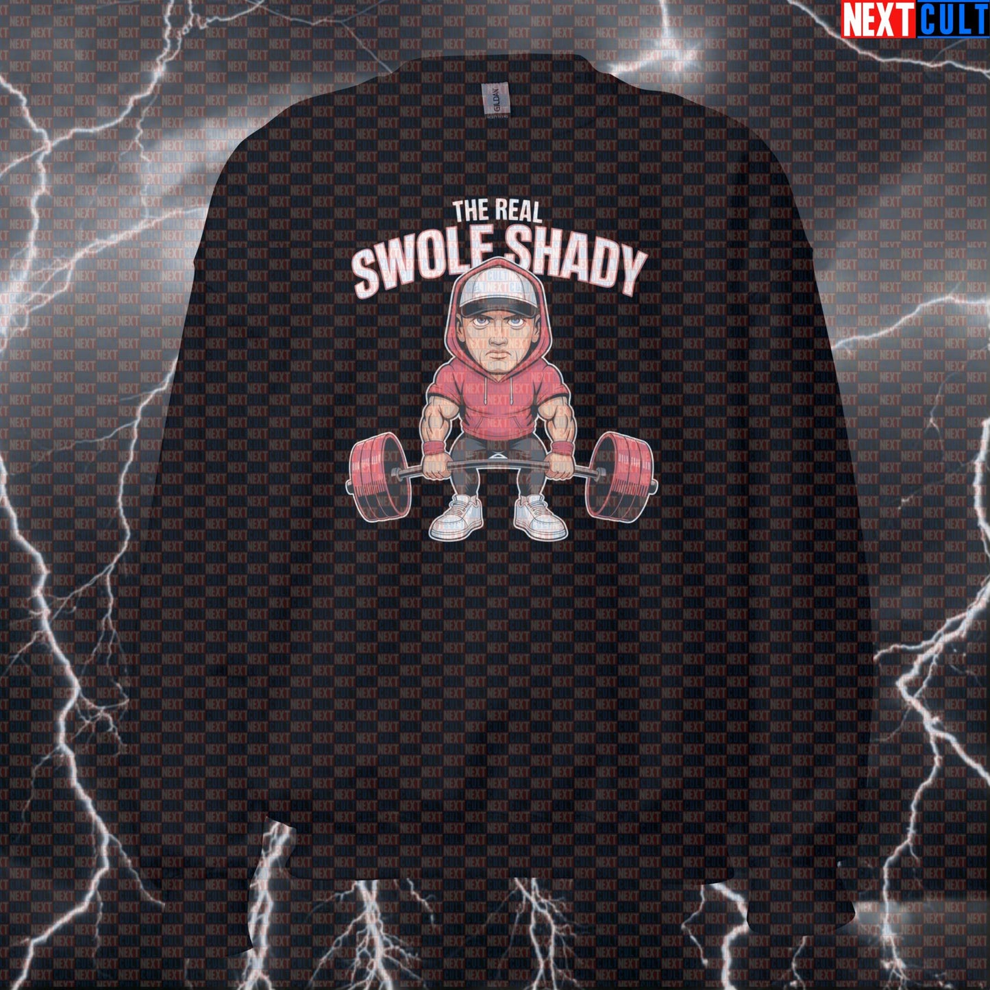 The Real Swole Shady Funny Gym Sweatshirt | Rap Hip Hop Workout Sweater | Slim Shady Pump Cover Pullover Bodybuilding Eminem Fitness Gym Hip Hop Powerlifting Pump Cover Workout Next Cult Brand