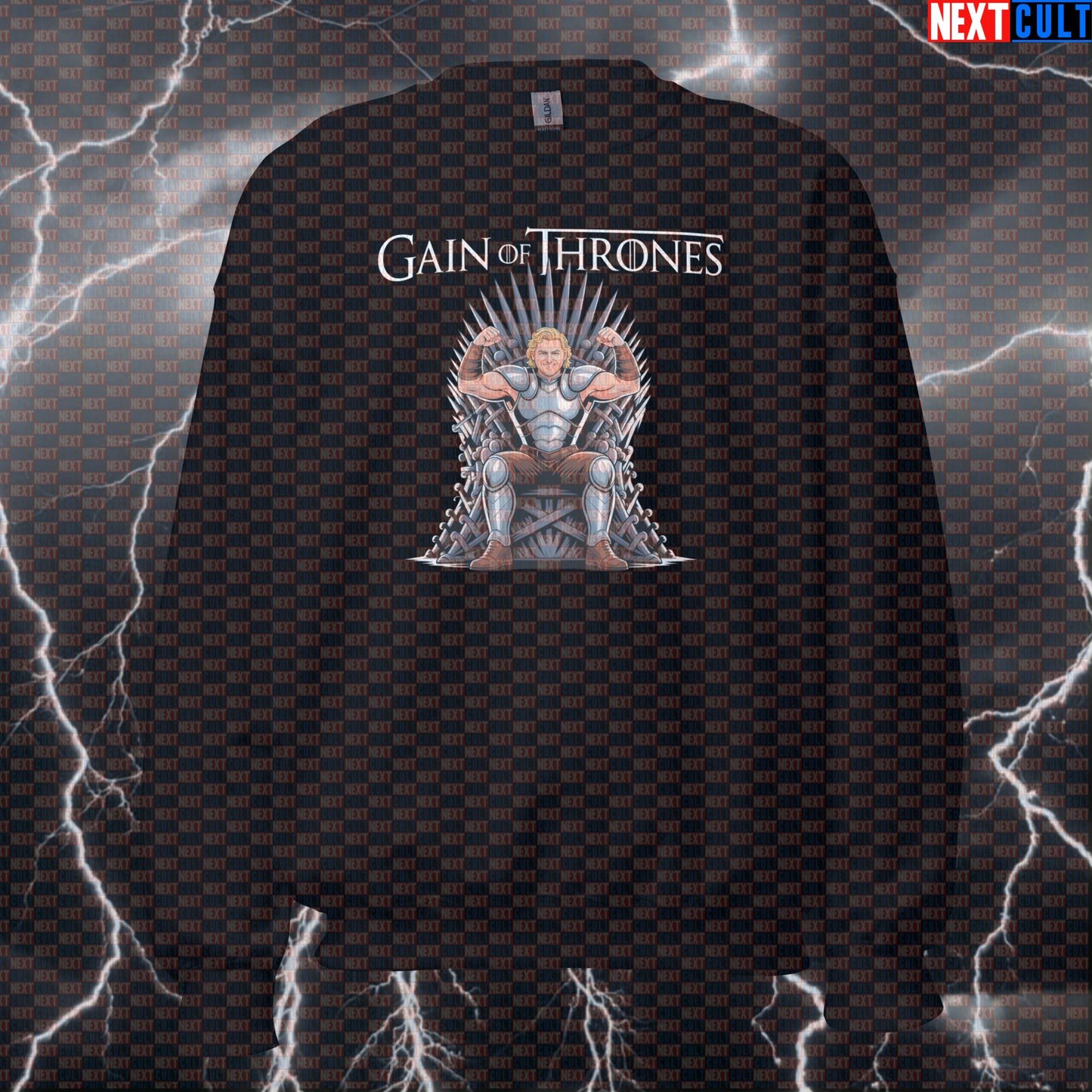 Gain Of Thrones Funny Gym Sweatshirt | Game of Thrones Workout Sweater For Lifters | Fitness Meme Pullover Bodybuilding Fitness Game of Thrones Gym Pump Cover TV Workout Next Cult Brand