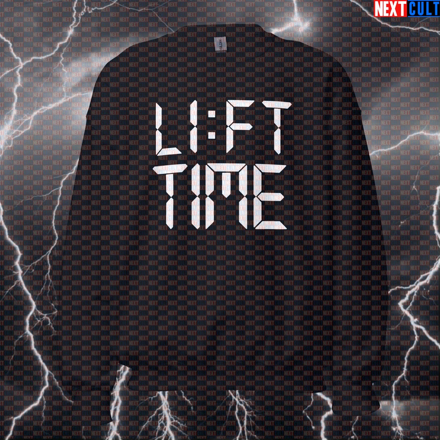 Funny Lift Time Gym Sweatshirt | Workout Sweater For Gym Bros & Lifters | It's Always Lift Time Pullover Bodybuilding Fitness Gym Powerlifting Pump Cover Workout Next Cult Brand
