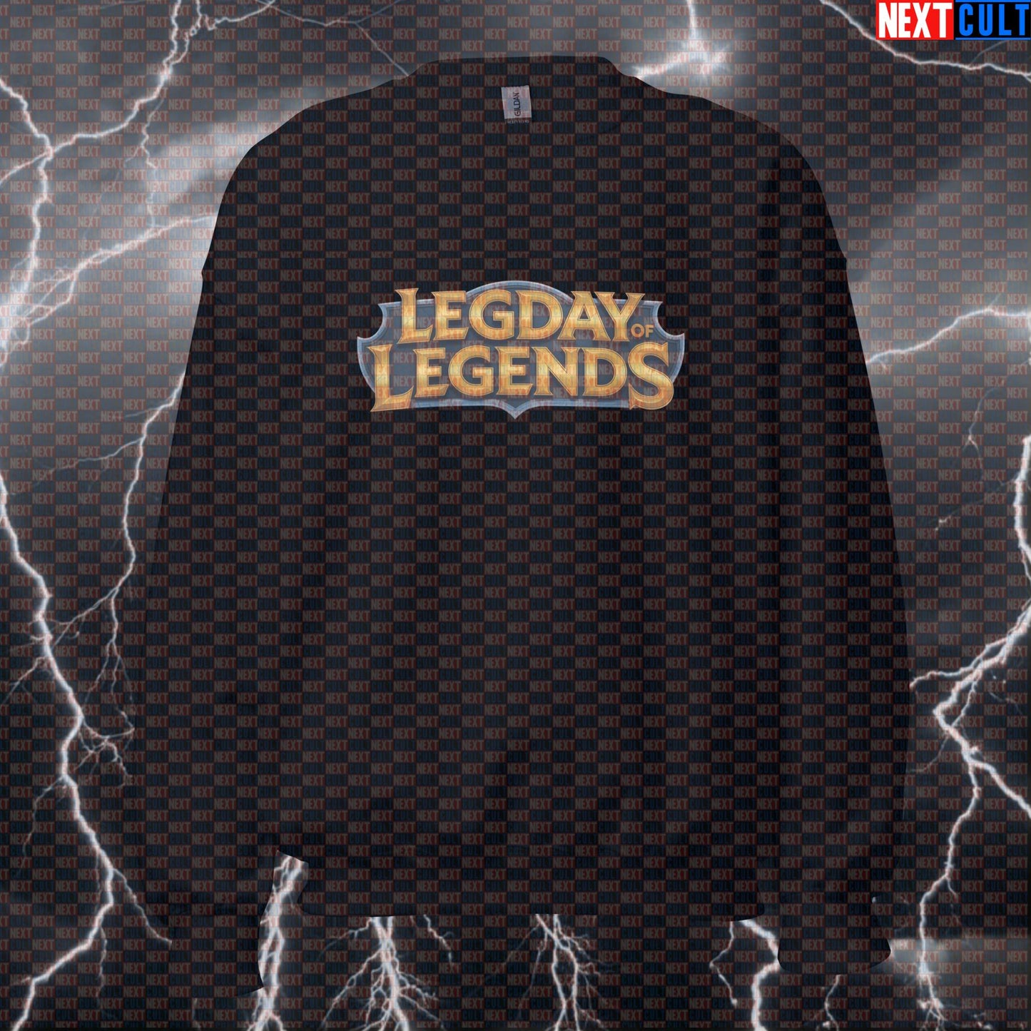 Funny Legday of Legends Gym Sweatshirt | League of Legends Parody Workout Sweater | Leg Day Pump Cover Bodybuilding Fitness Gym Leg Day Powerlifting Pump Cover Video Games Workout Next Cult Brand