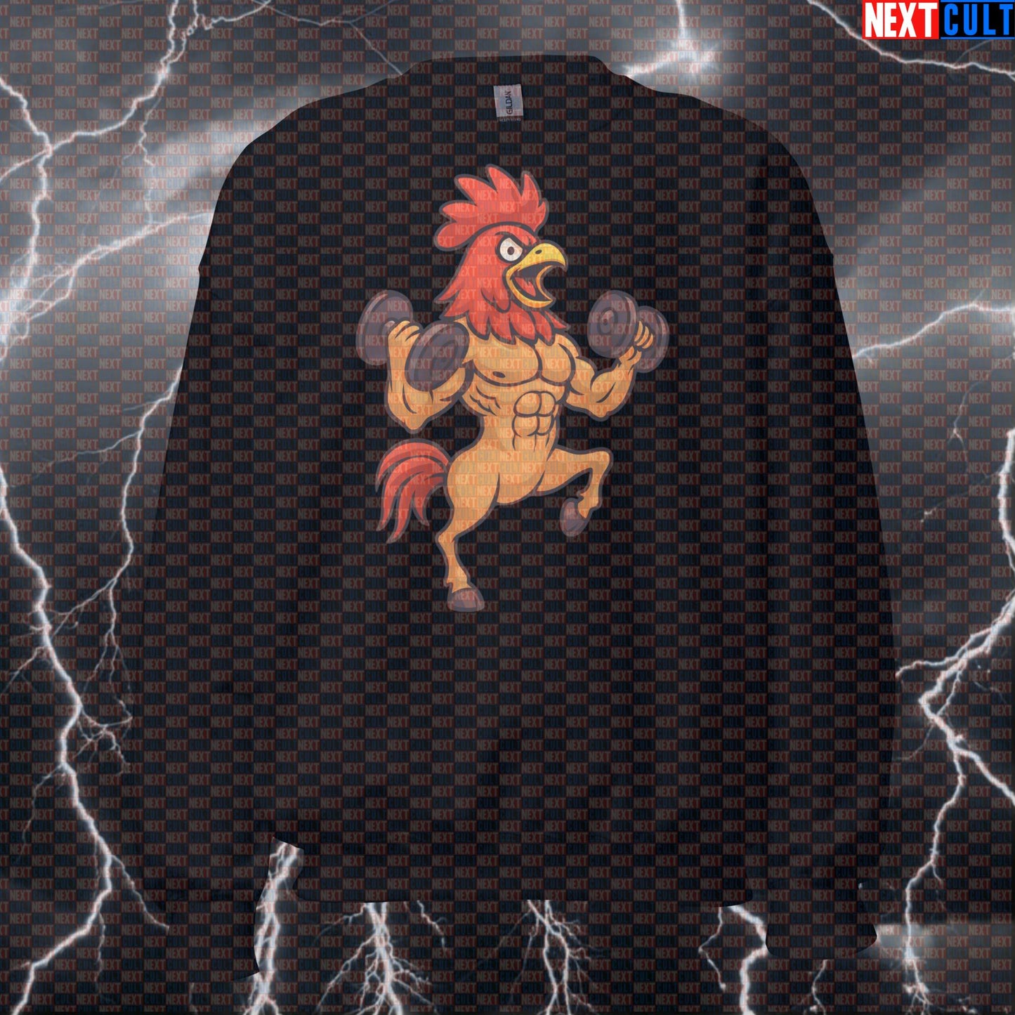 Horsecocking Weights Funny Gym Sweatshirt | Horse Rooster Creature Workout Pullover For Heavy Lifting Bodybuilding Fitness Gym Powerlifting Pump Cover Workout Next Cult Brand