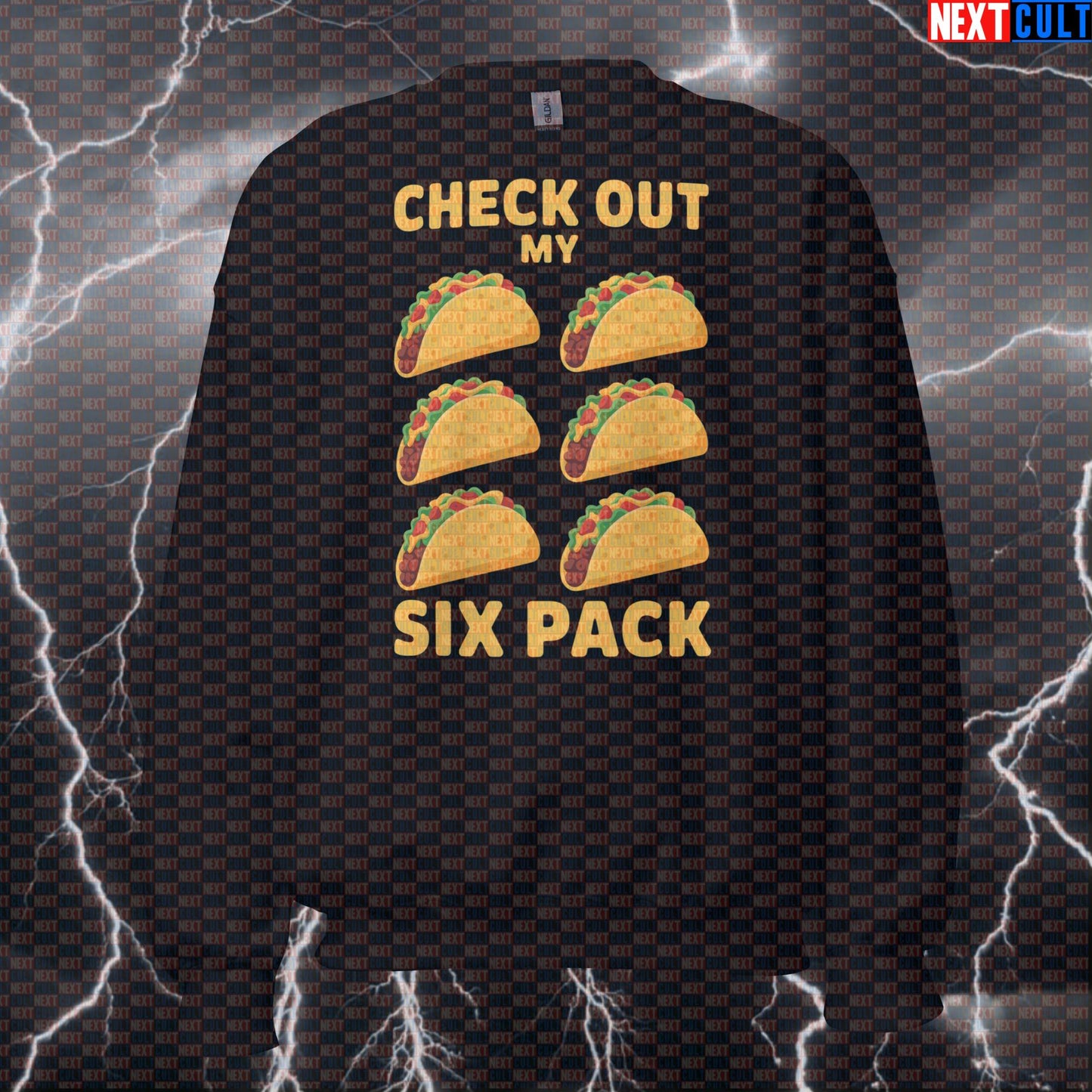 Check Out My Six Pack Tacos Funny Gym Sweatshirt - Taco Pump Cover Jumper Pullover For Lifters Sweatshirts Bodybuilding Bulking Fast Food Fitness Gym Pump Cover Workout Next Cult Brand